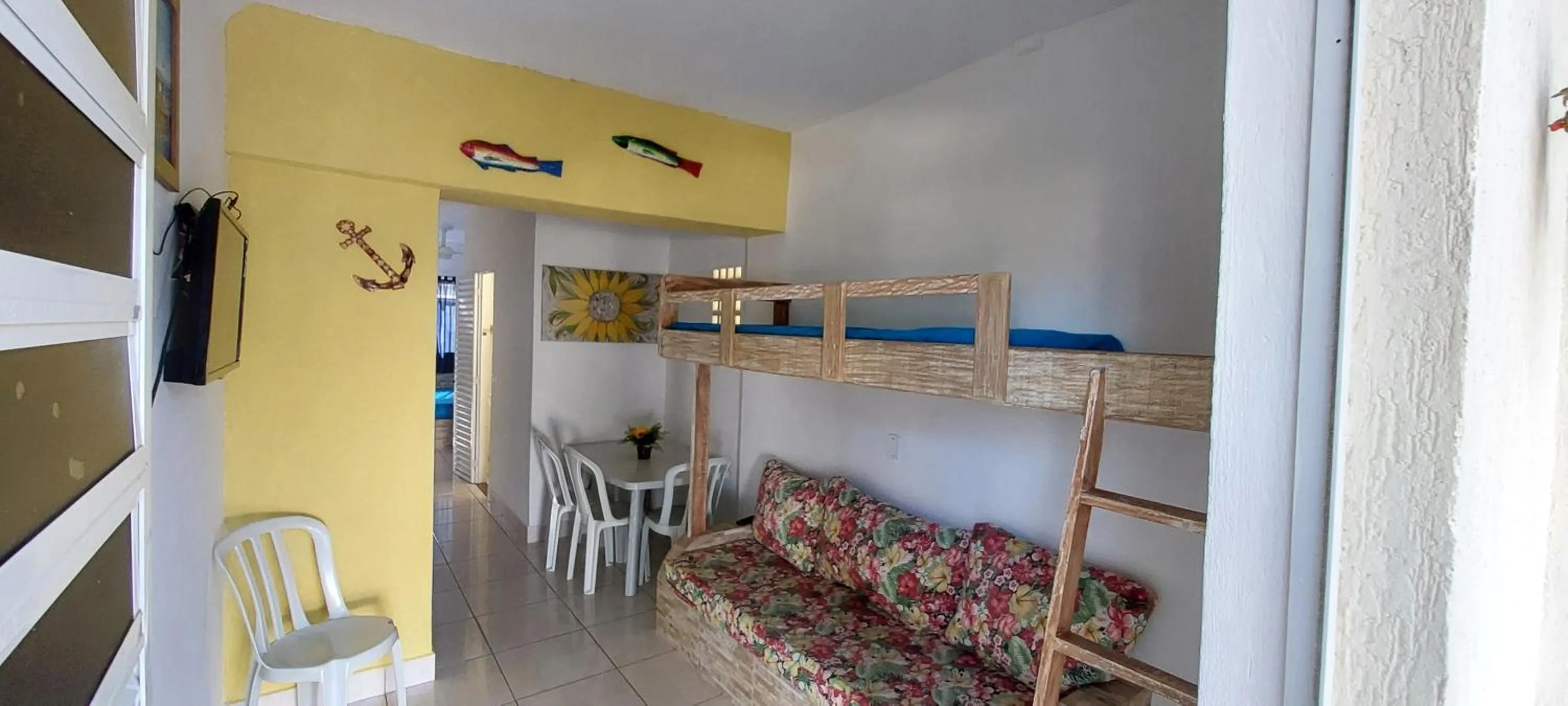 Seating area, Bed in Pousada/Flat Praia Do Sonho