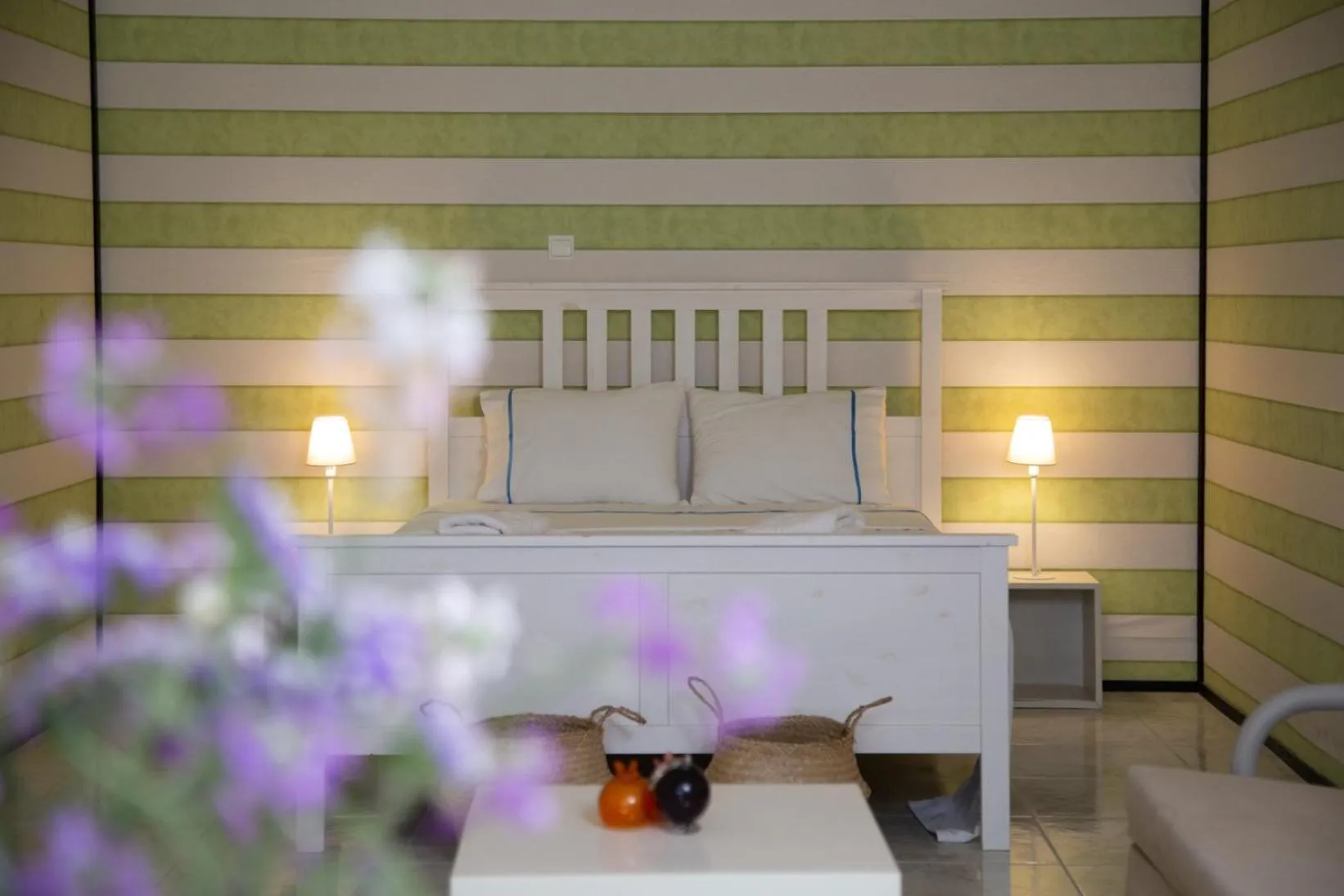 Bed in Poseidon Apartments and Villas by the Sea