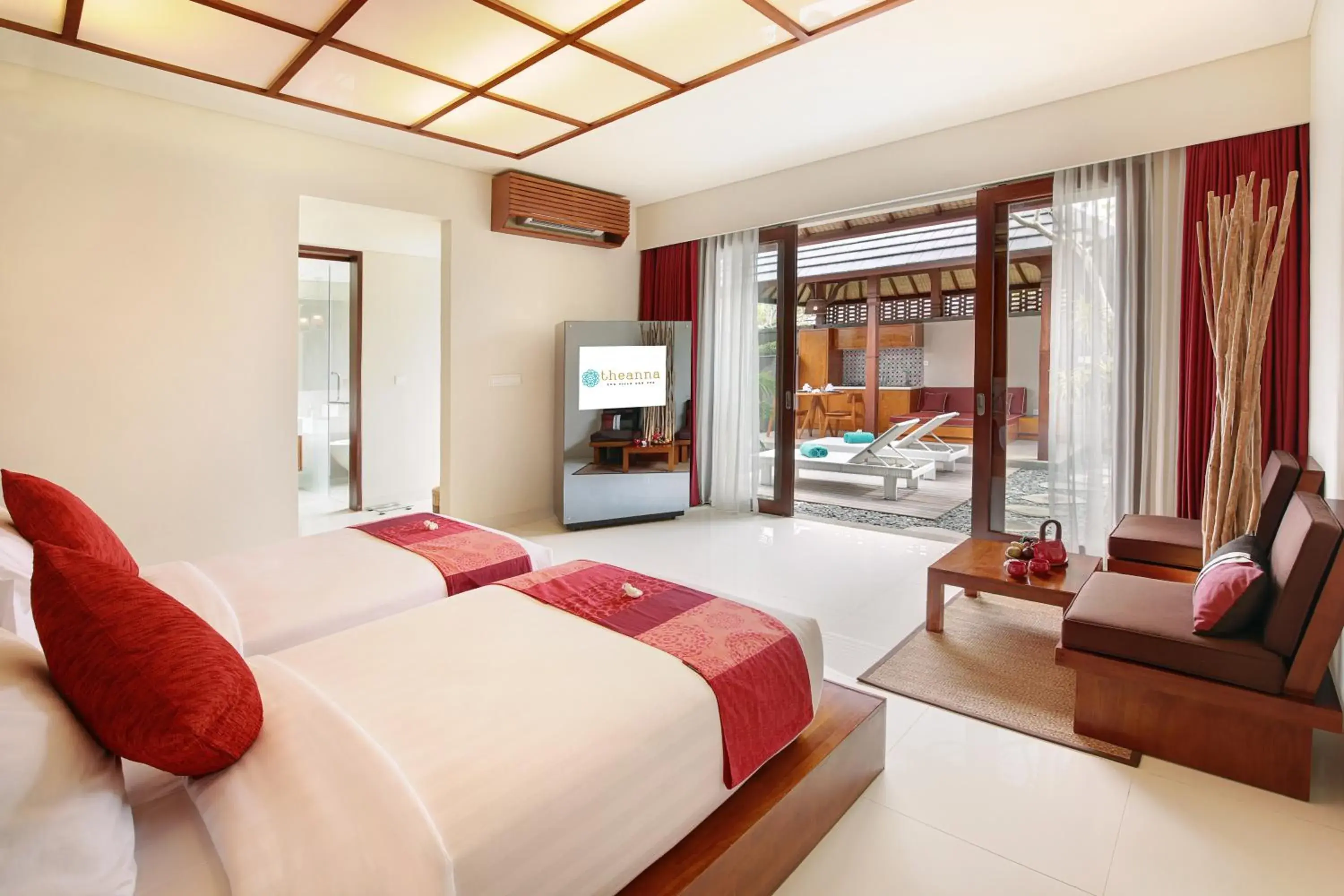 TV and multimedia, Bed in Theanna Villa and Spa Canggu TV and multimedia, Bed in Theanna Villa and Spa Canggu
