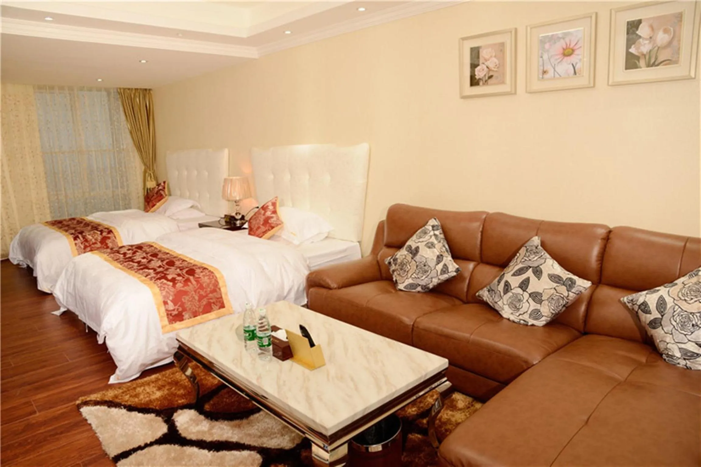 Living room, Bed in Guangzhou Boman Apartment Zhengjia Huanshi Branch