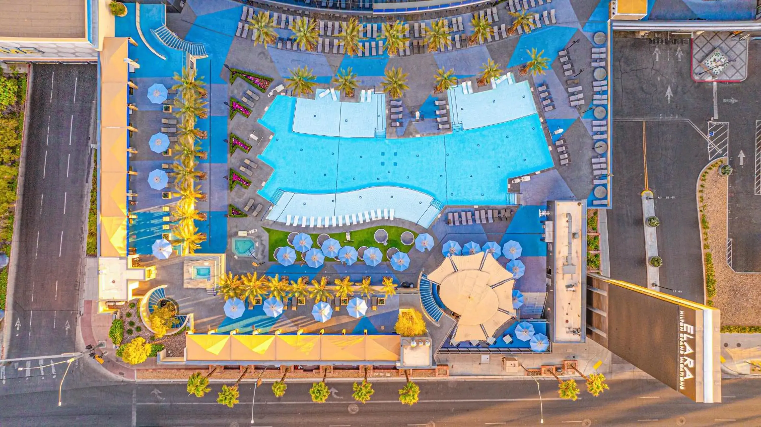 Pool view in Hilton Grand Vacations Club Elara Center Strip Las Vegas Pool view in Hilton Grand Vacations Club Elara Center Strip Las Vegas