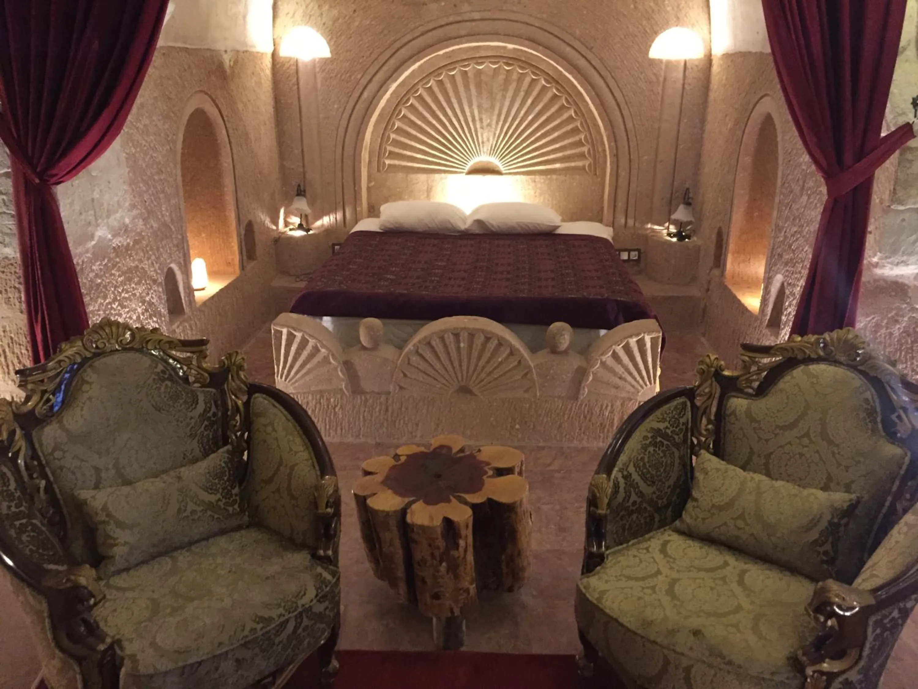 Living room in Oread Cave Suites