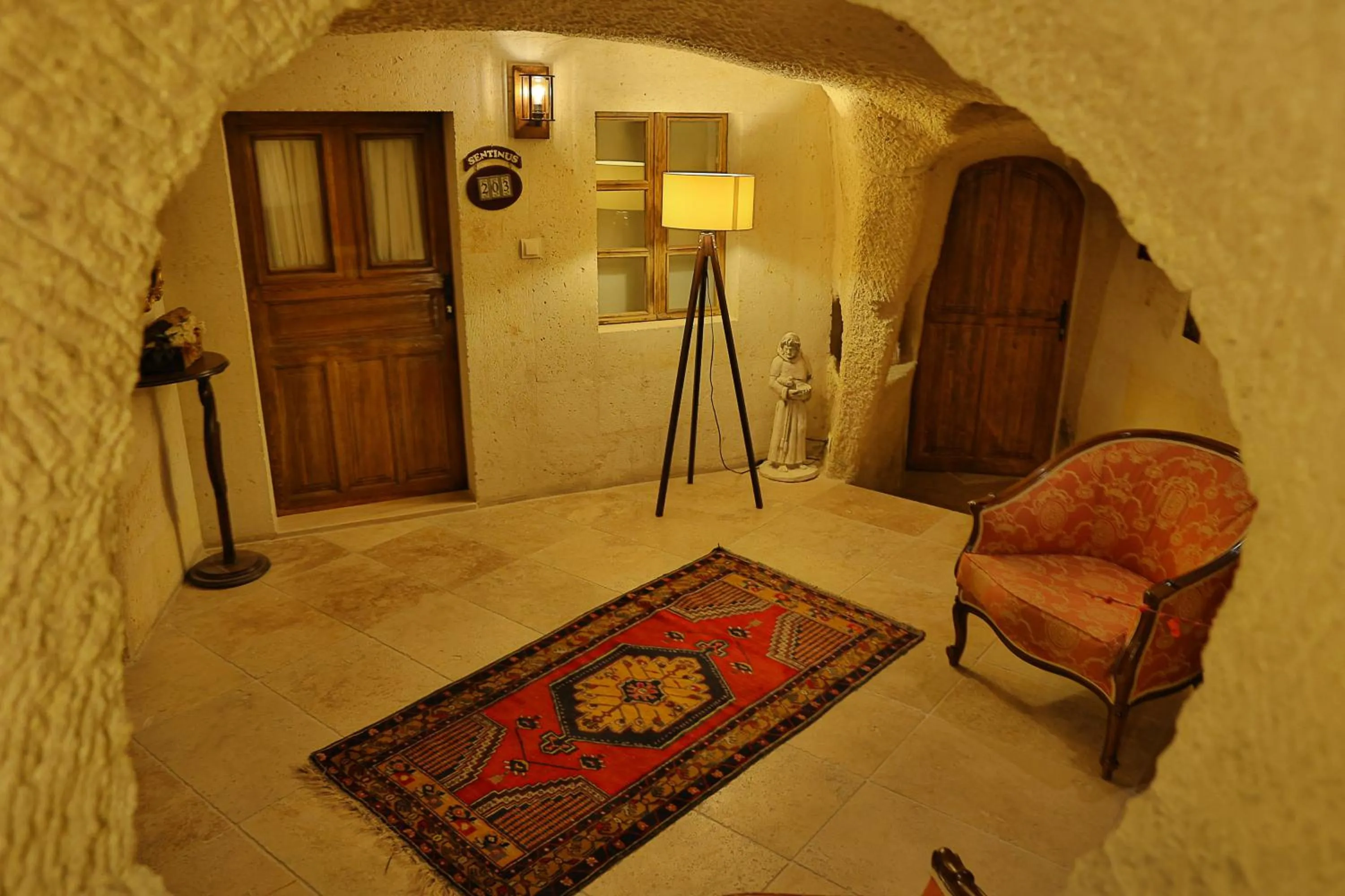 Seating area in Demisos Caves Hotel