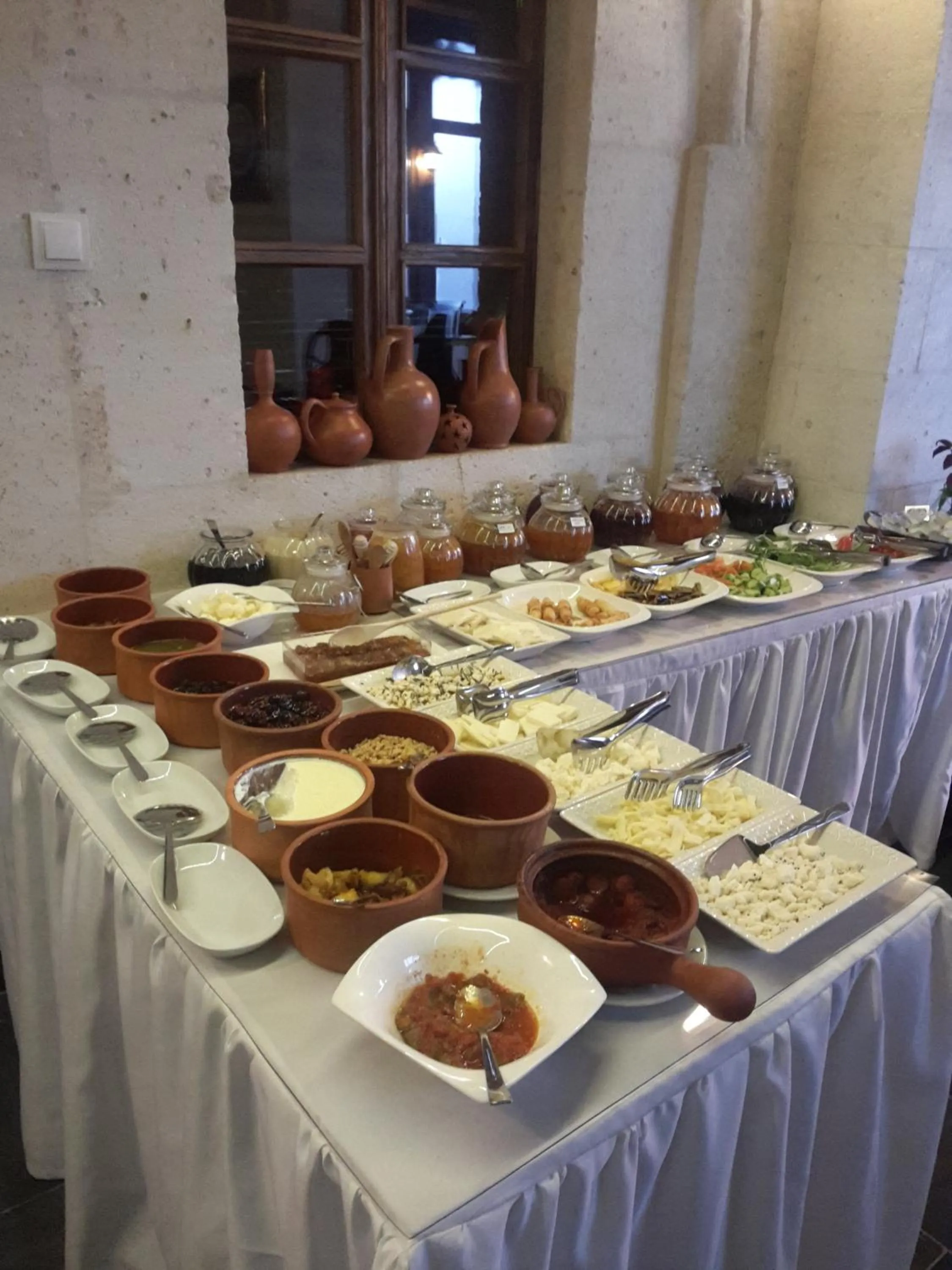 Buffet breakfast in Demisos Caves Hotel