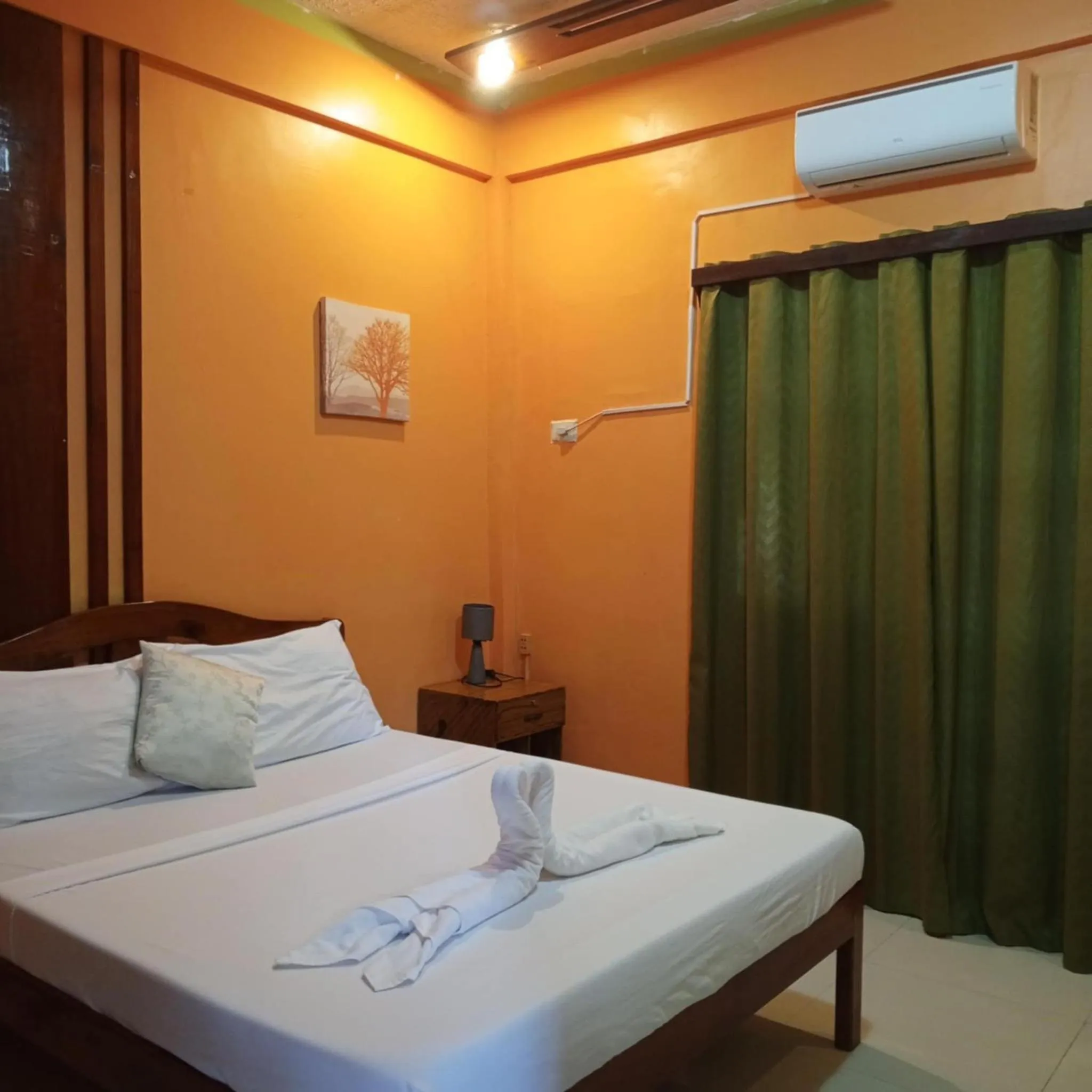 air conditioner, Bed in St. John Island View Pensionne