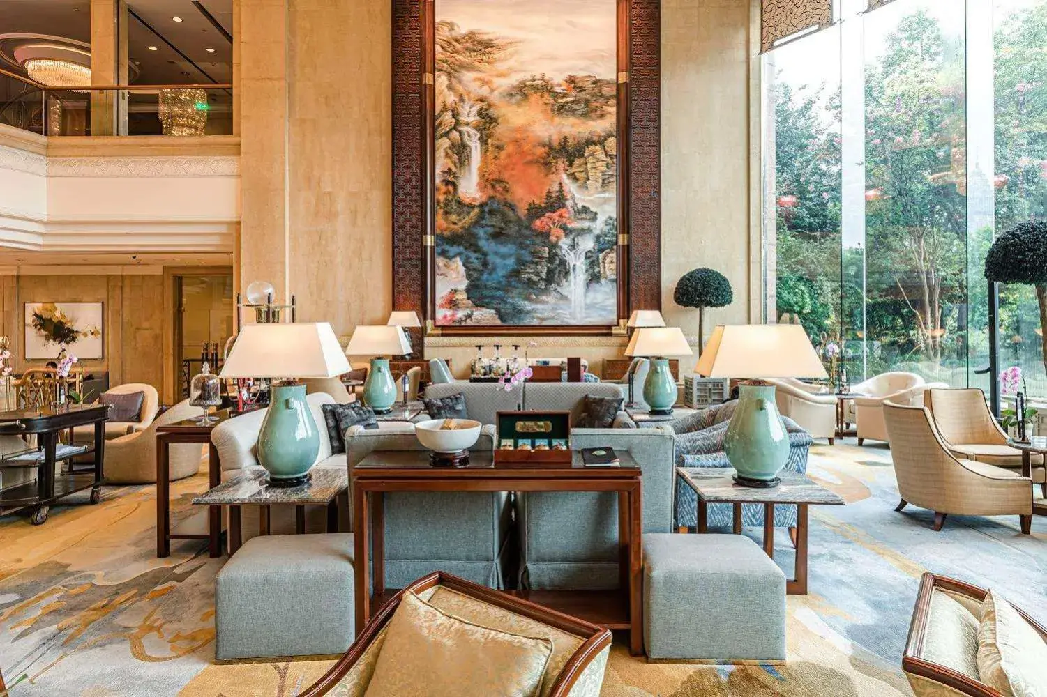 Lobby or reception in Pudong Shangri-La, Shanghai Lobby or reception in Pudong Shangri-La, Shanghai