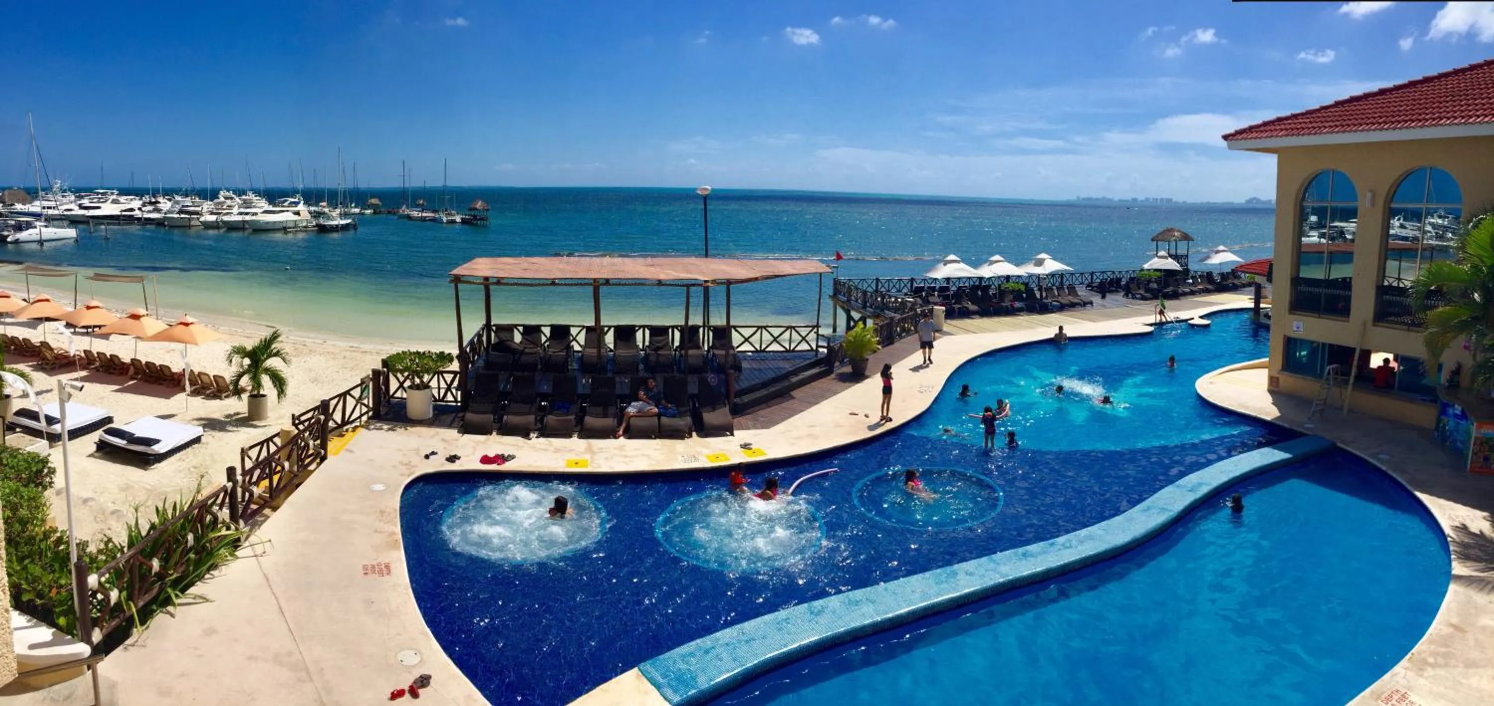 Pool view in Caribbean apartment