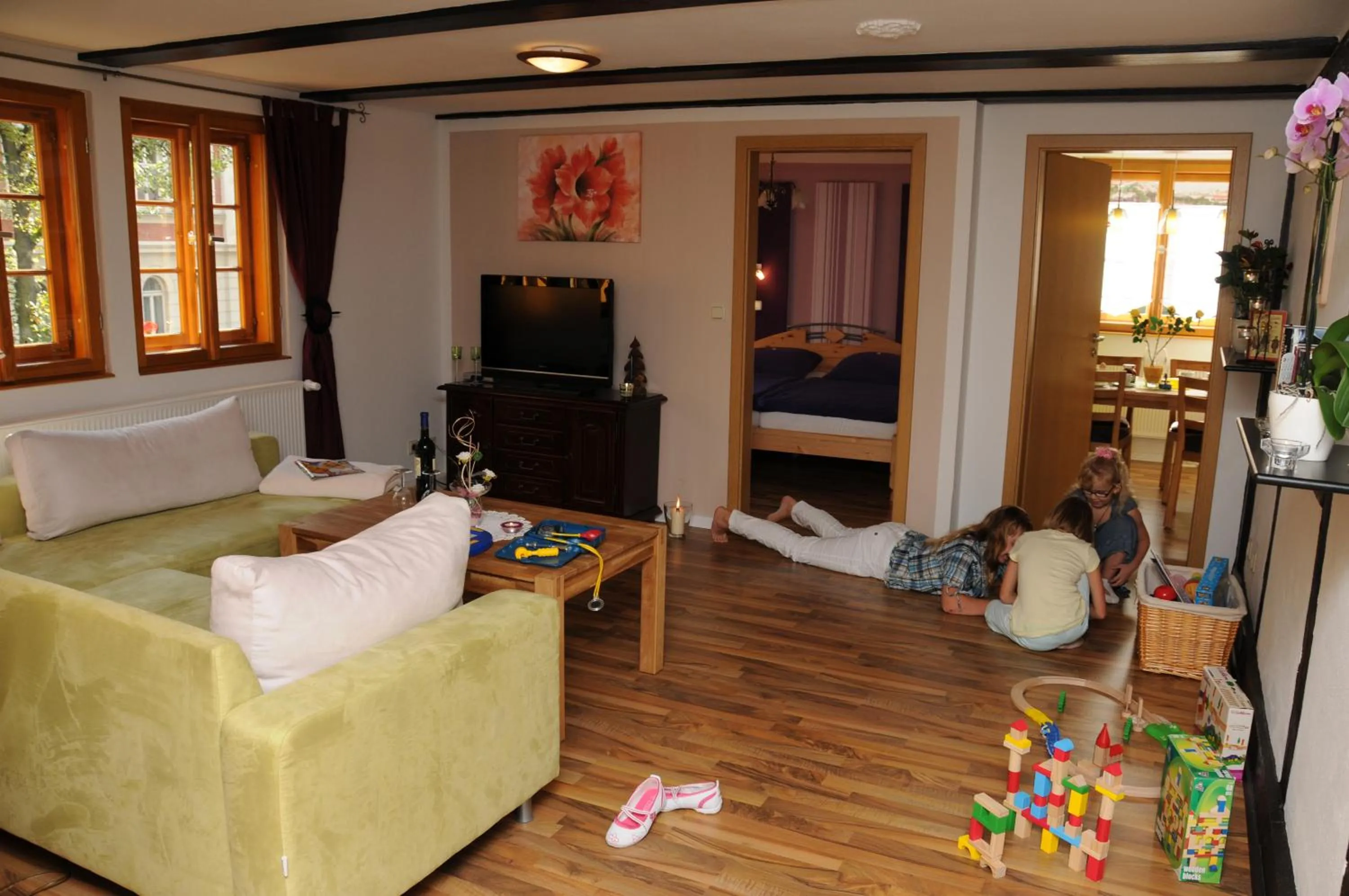TV and multimedia, Bed in Ferienhaus am Oeringer Tor