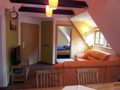 Kitchen or kitchenette, Bed in Ferienhaus am Oeringer Tor