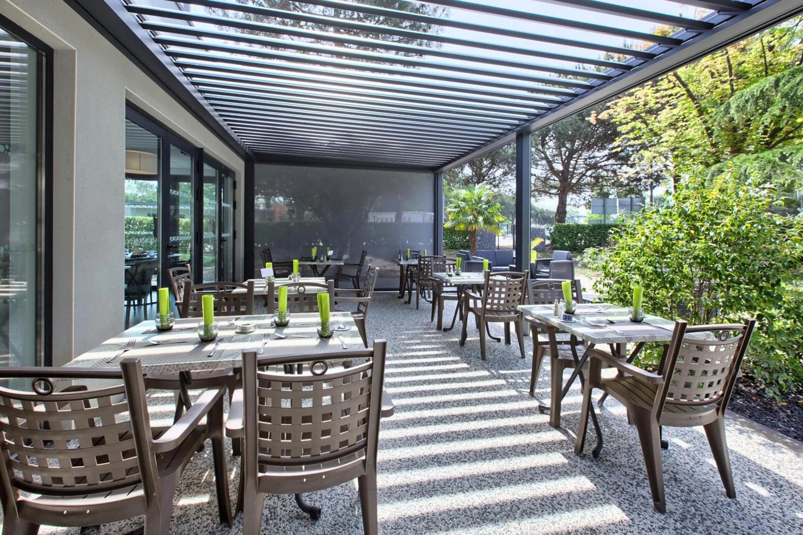 Patio in Logis Hotel Restaurant & SPA Au Comte d'Ornon