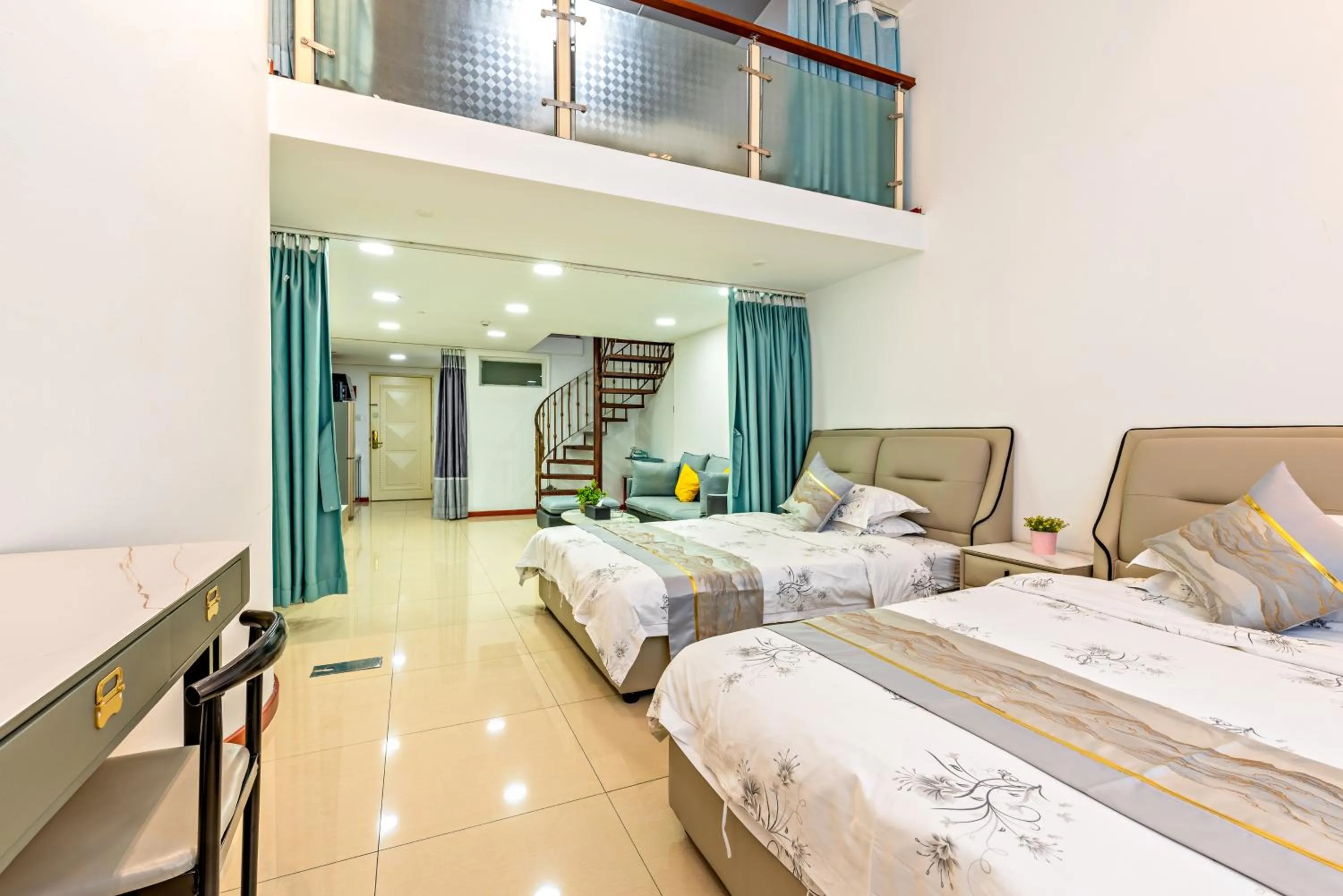 Photo of the whole room, Bed in Guangzhou Manhattan International Apartment Zhengjia Free bus services are provided for the first and second phases