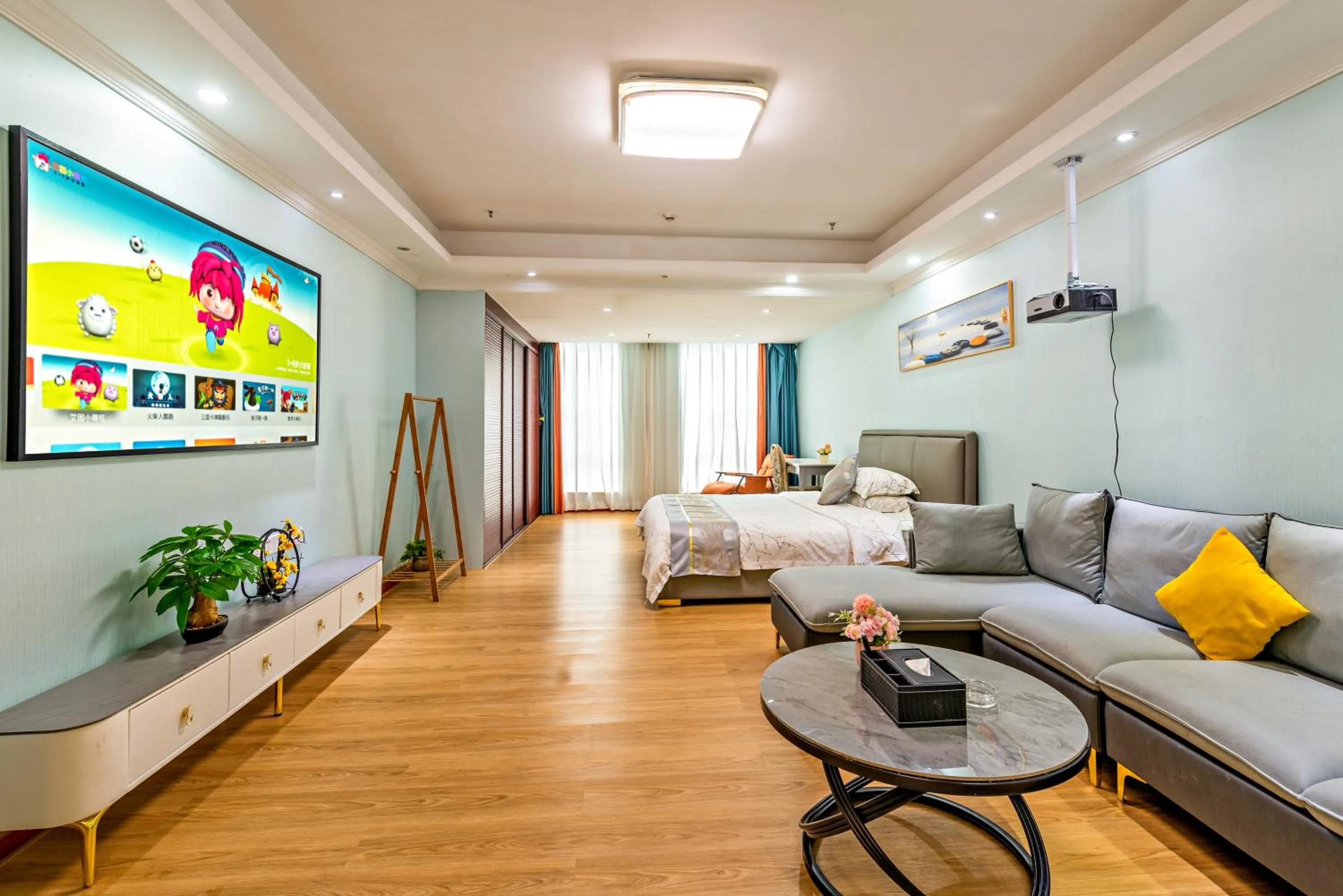 Photo of the whole room, Bed in Guangzhou Manhattan International Apartment Zhengjia Free bus services are provided for the first and second phases