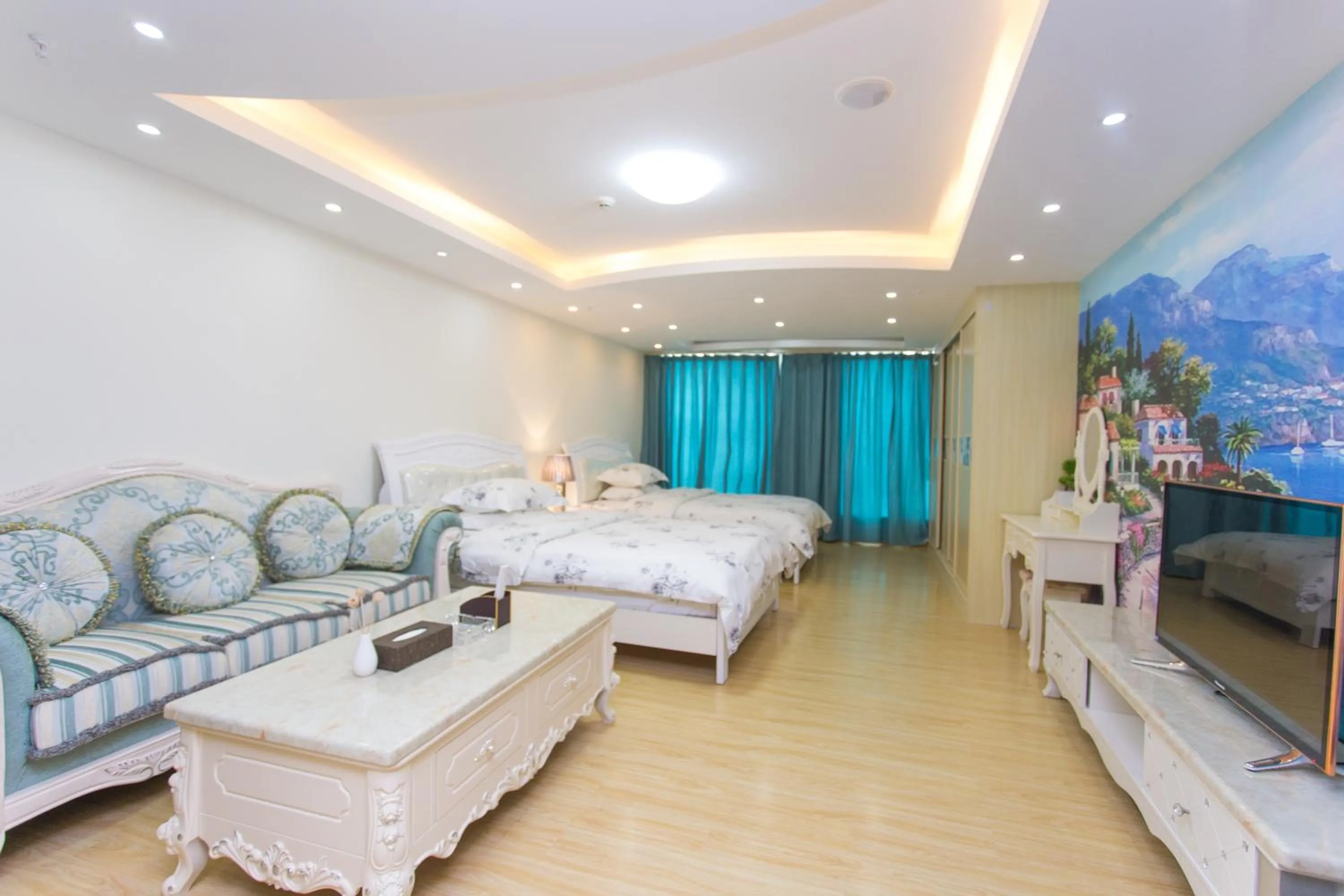 Photo of the whole room, Bed in Guangzhou Manhattan International Apartment Zhengjia Free bus services are provided for the first and second phases
