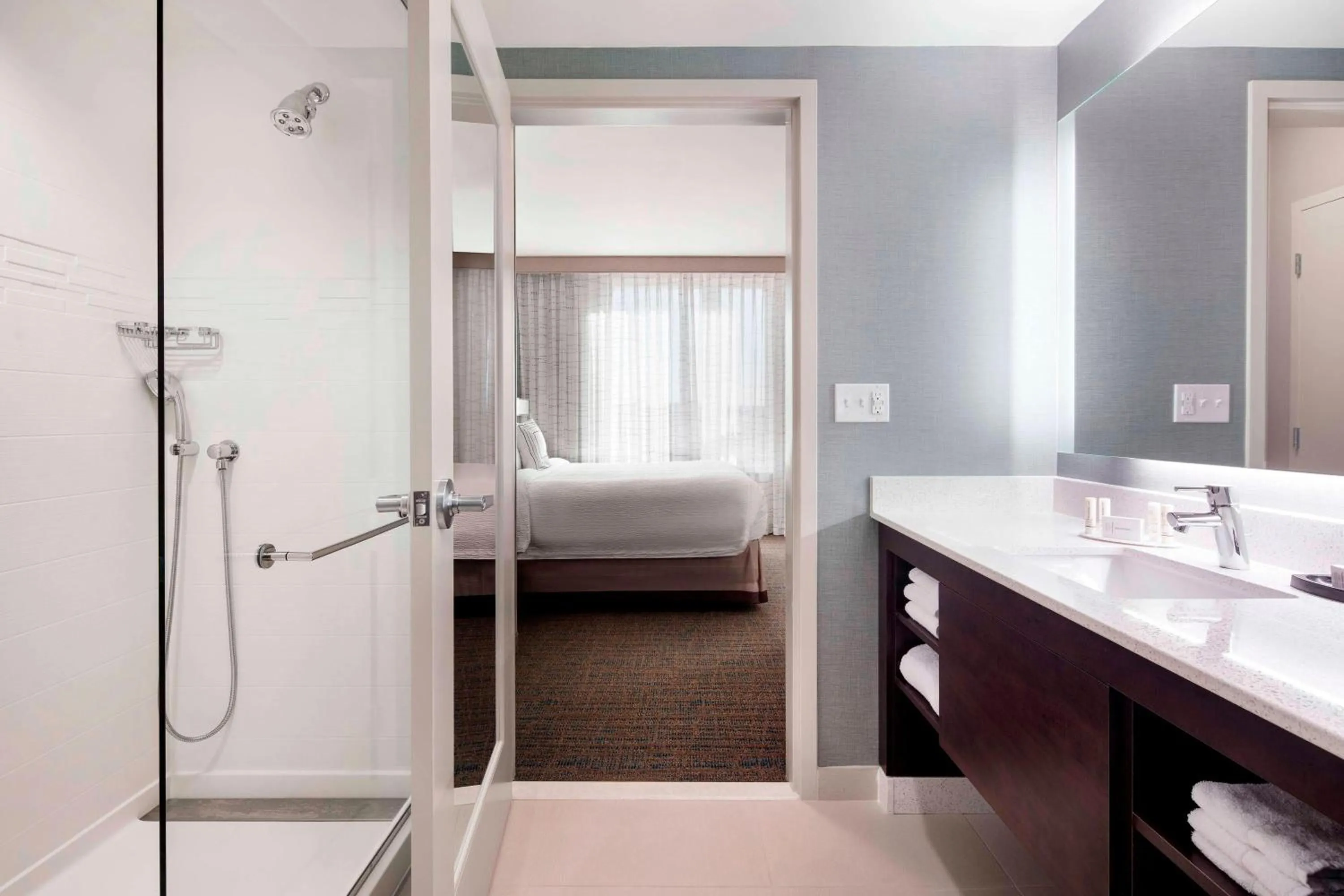 Bathroom, Bed in Residence Inn by Marriott Boston Watertown