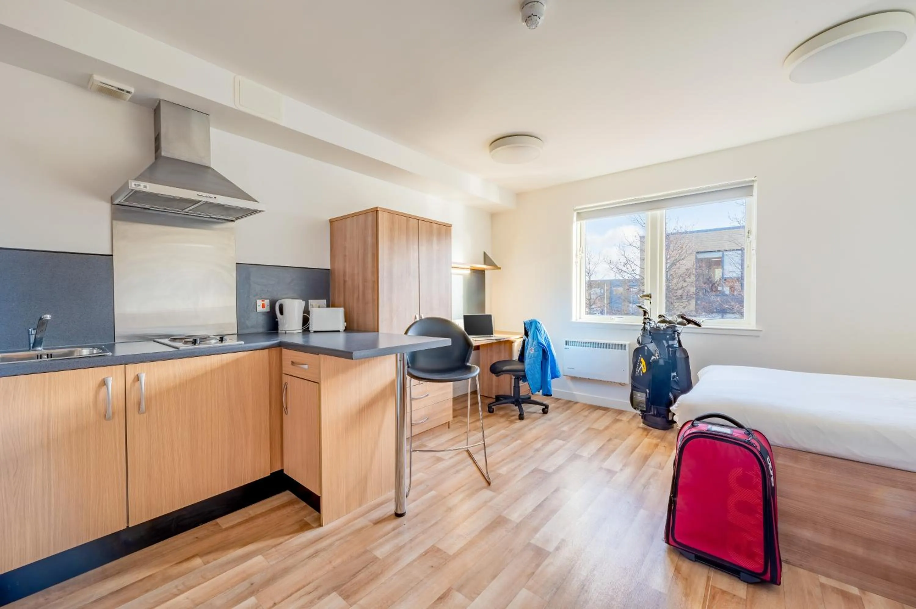 Kitchen or kitchenette, Bed in UHI Fort William - Campus Accommodation