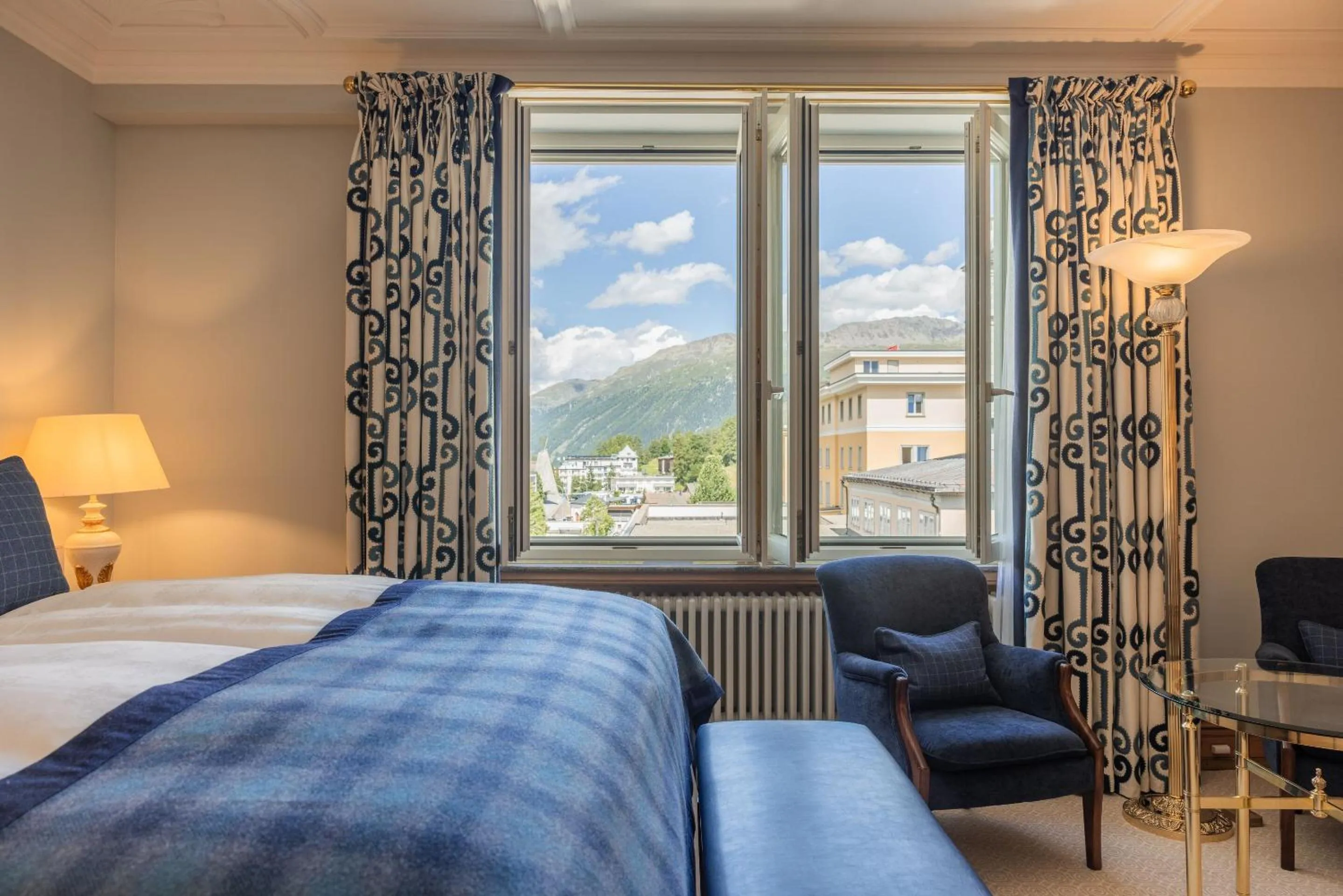 View (from property/room), Bed in Kulm Hotel St. Moritz