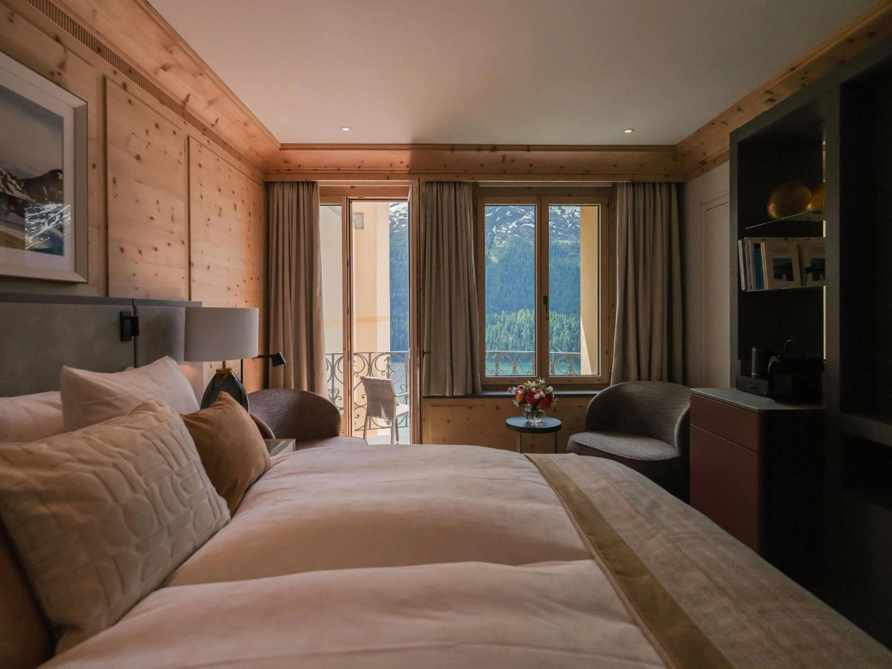 Balcony/Terrace, Bed in Kulm Hotel St. Moritz