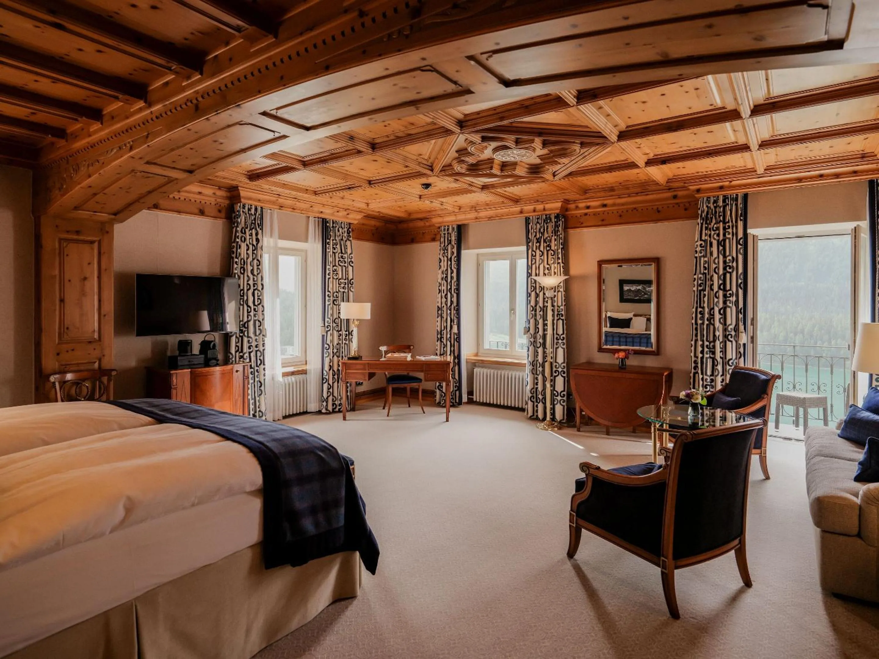 View (from property/room), Bed in Kulm Hotel St. Moritz