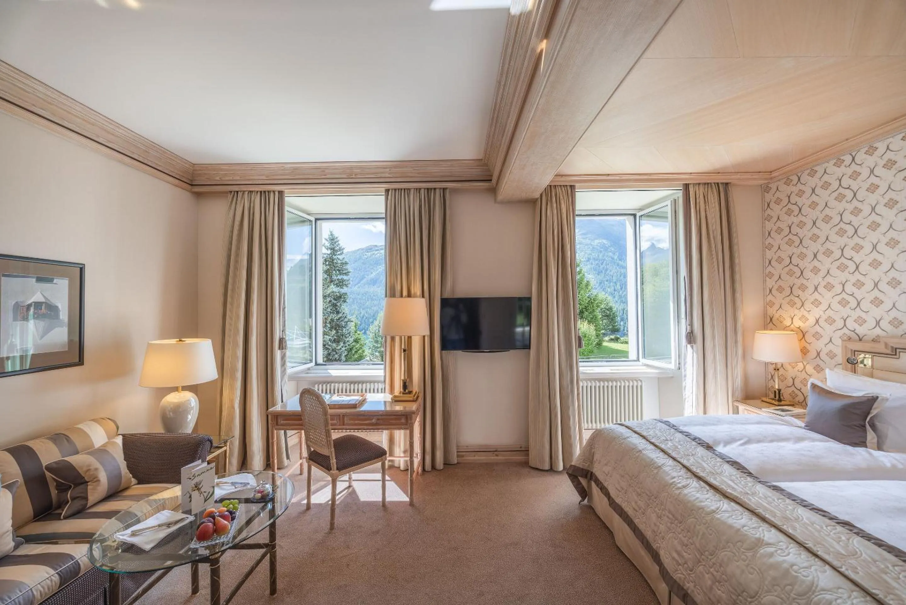 View (from property/room), Bed in Kulm Hotel St. Moritz