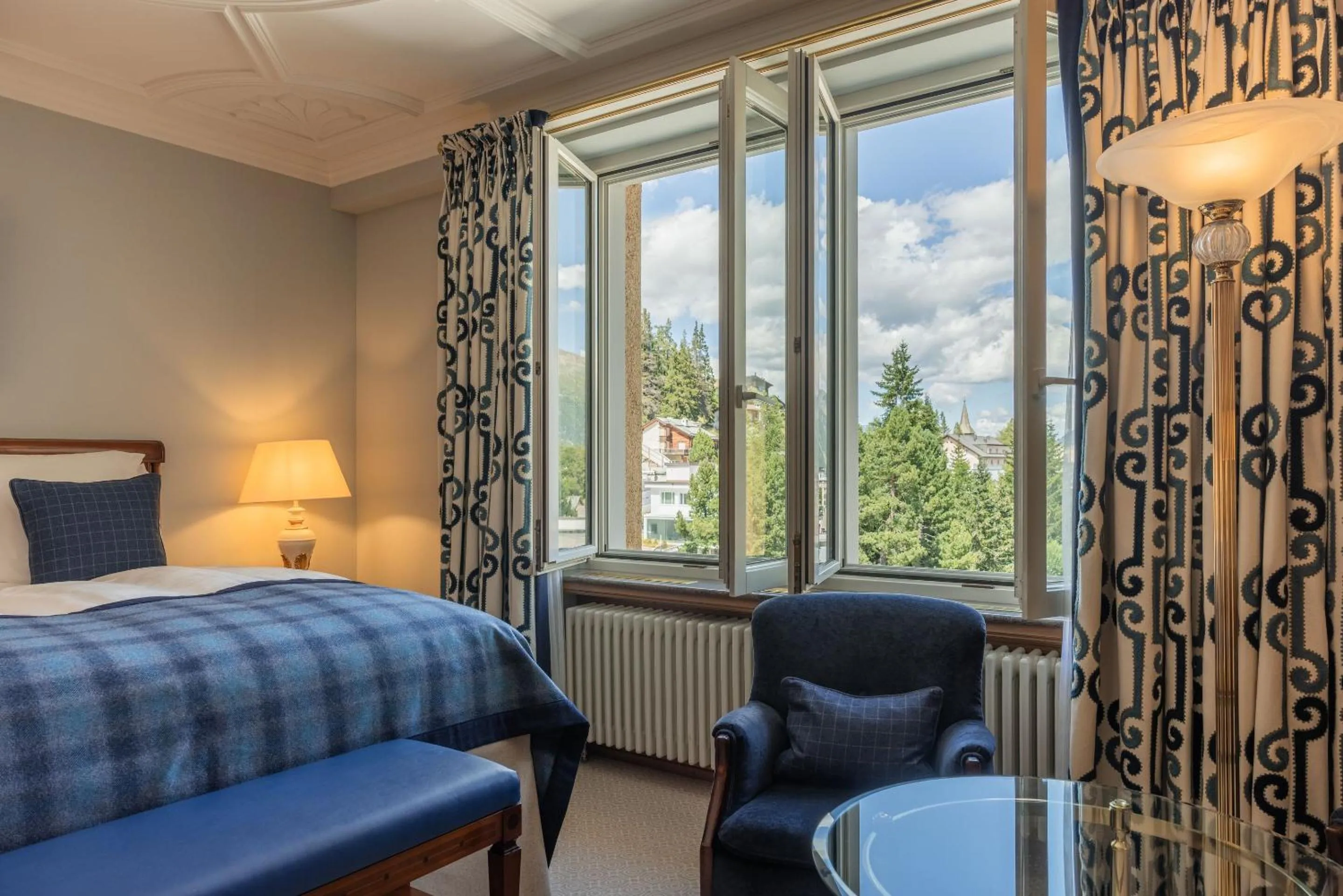 View (from property/room), Bed in Kulm Hotel St. Moritz