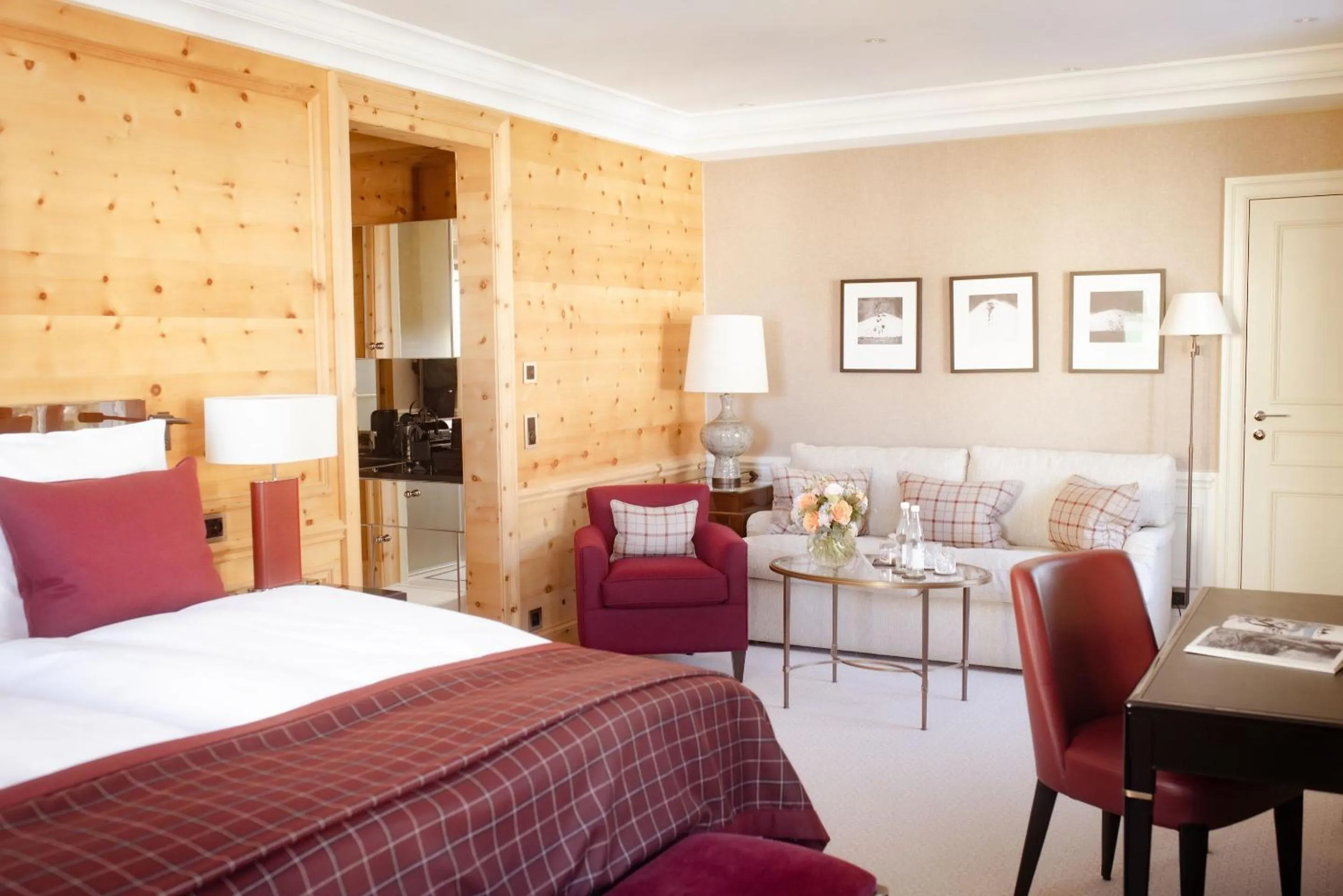 Seating area, Bed in Kulm Hotel St. Moritz