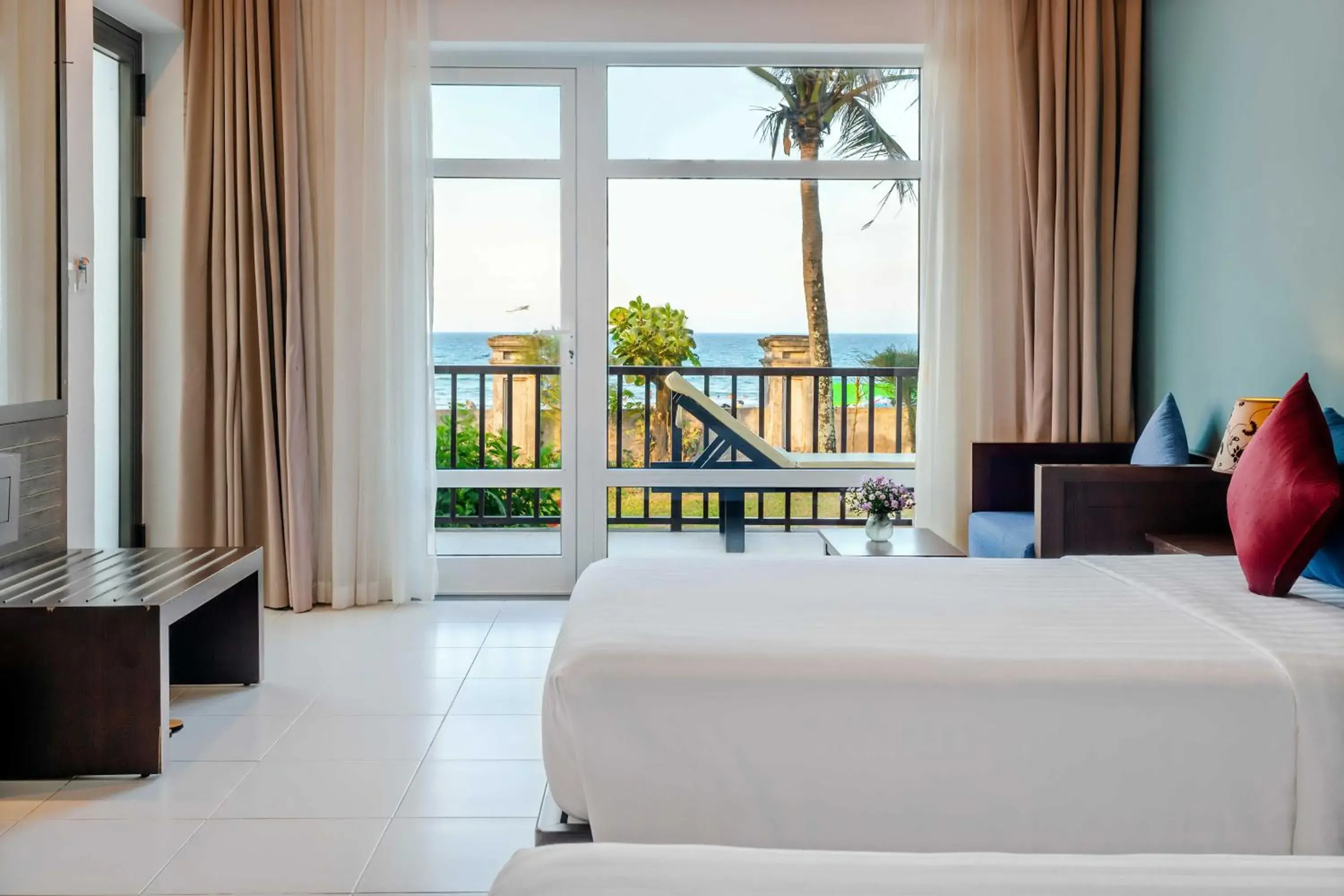 Balcony/Terrace, Bed in Tam Thanh Beach Resort & Spa Balcony/Terrace, Bed in Tam Thanh Beach Resort & Spa