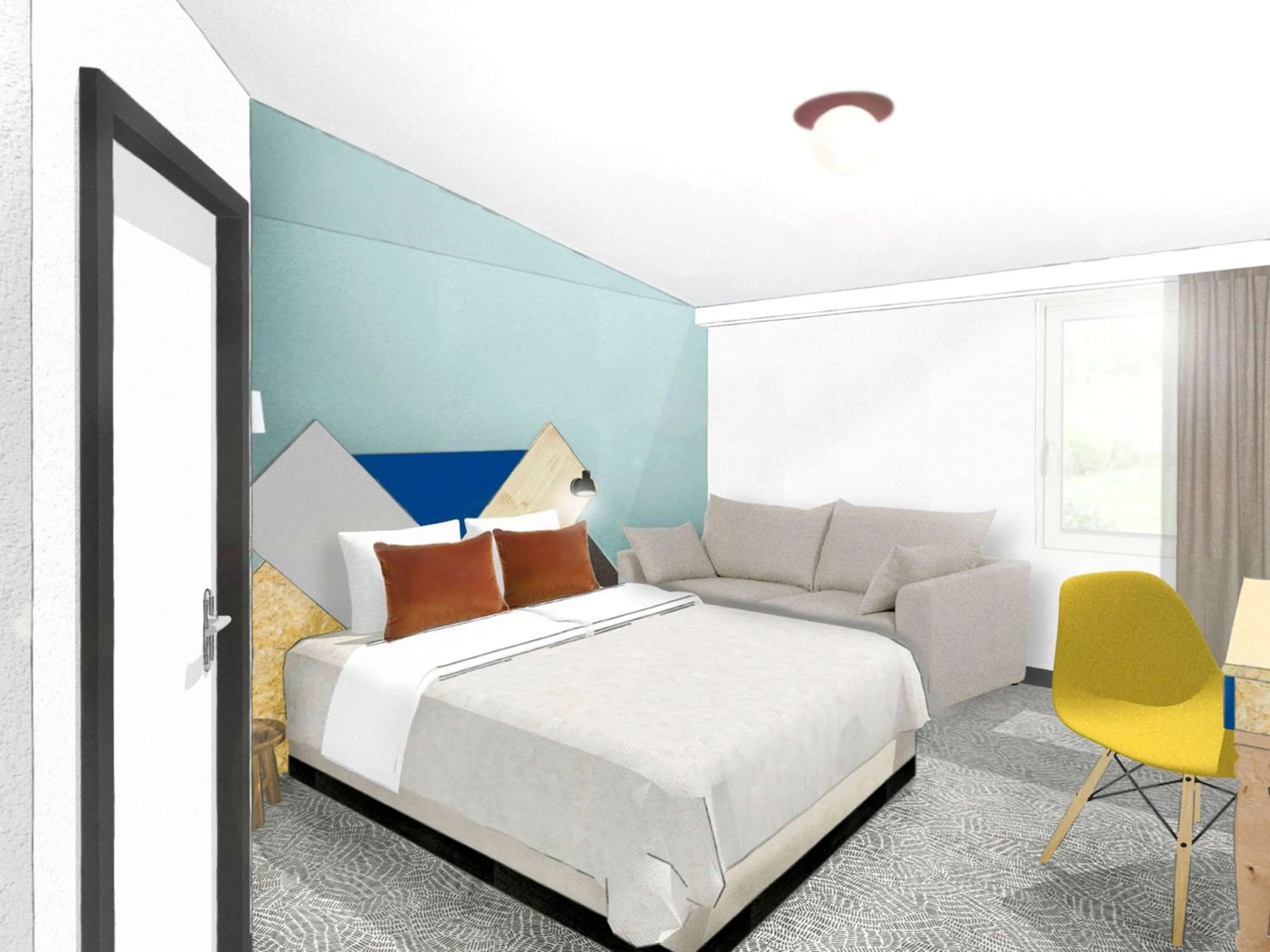 Bedroom, Bed in Hôtel Restaurant Relais Vert - Montbeliard