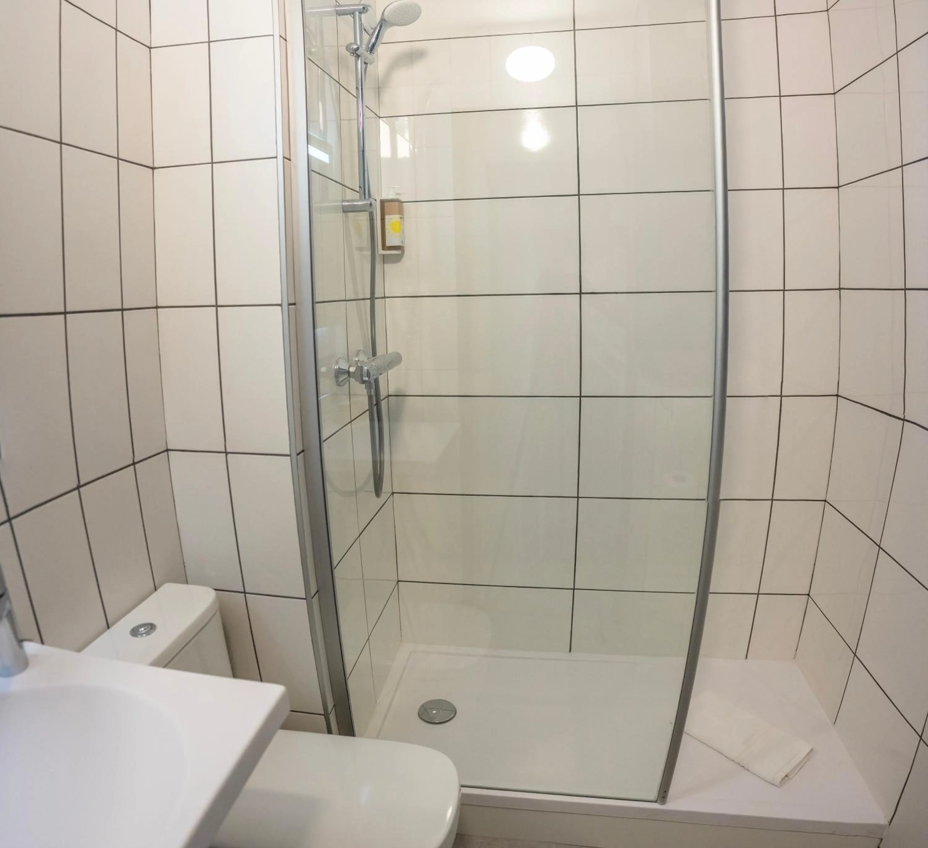 Shower, Bathroom in Hôtel Restaurant Relais Vert - Montbeliard