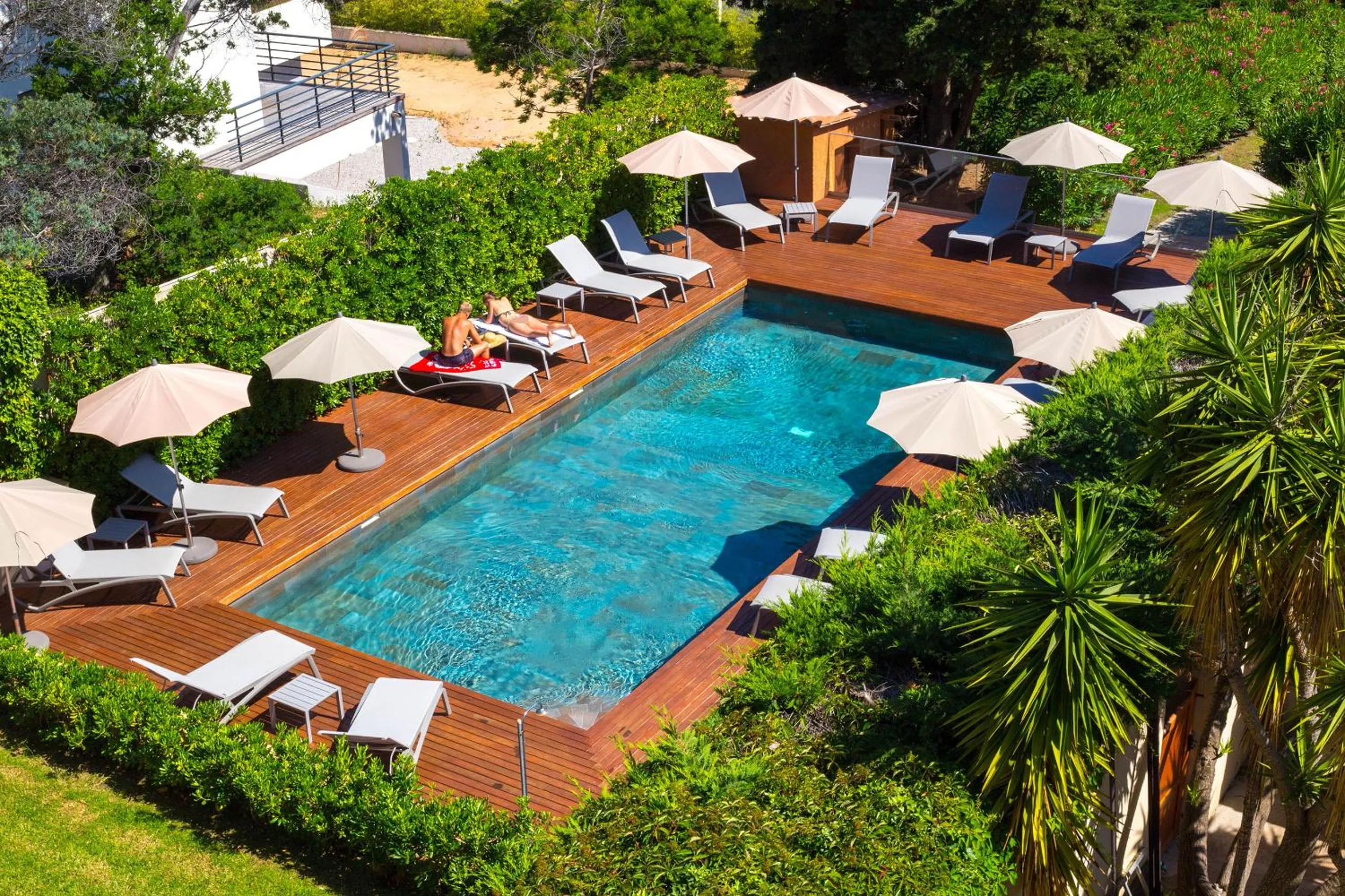 Pool view in Hôtel La Pinède