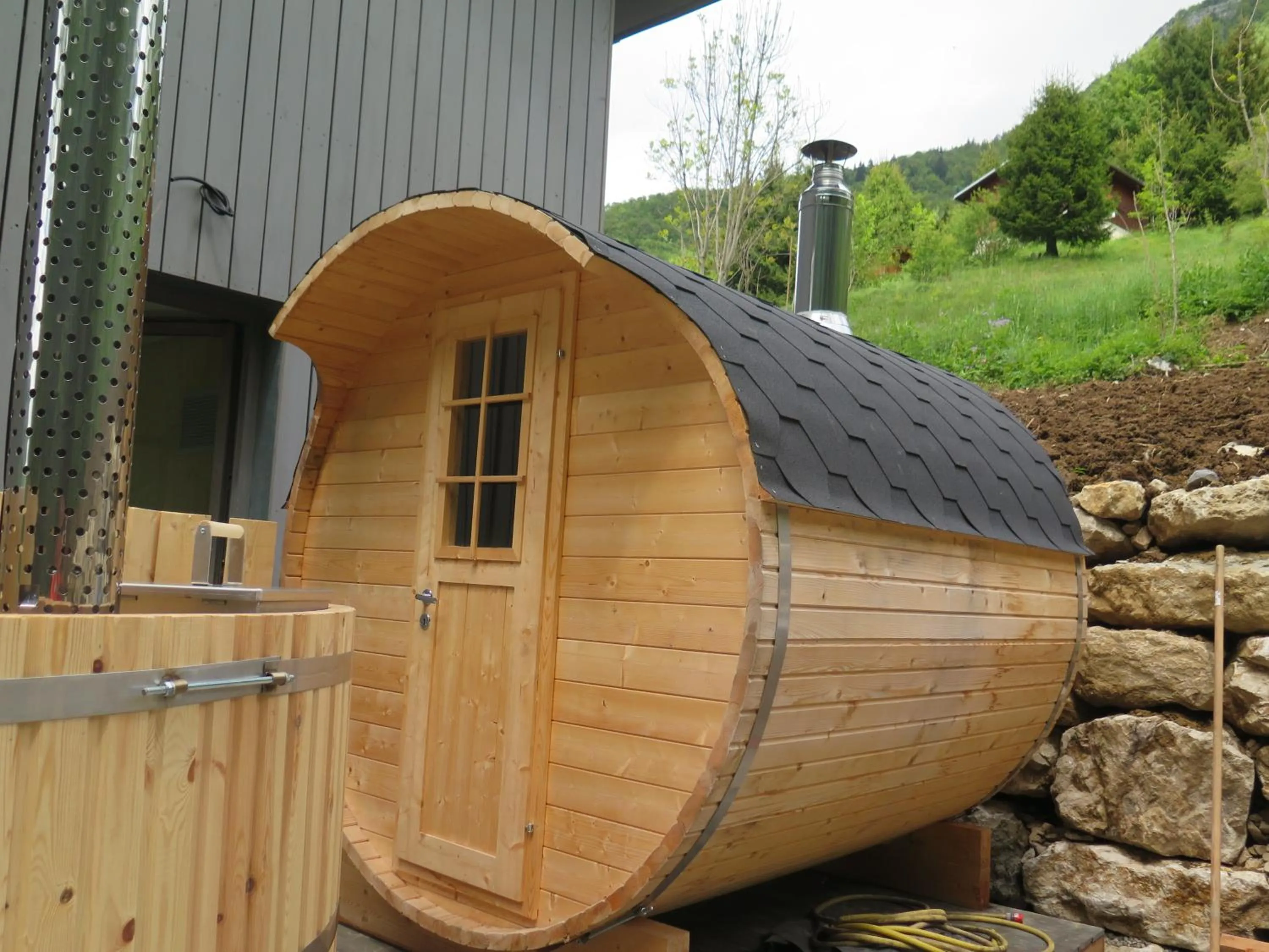 Sauna in Le Chalet Du Blanc Spa yoga