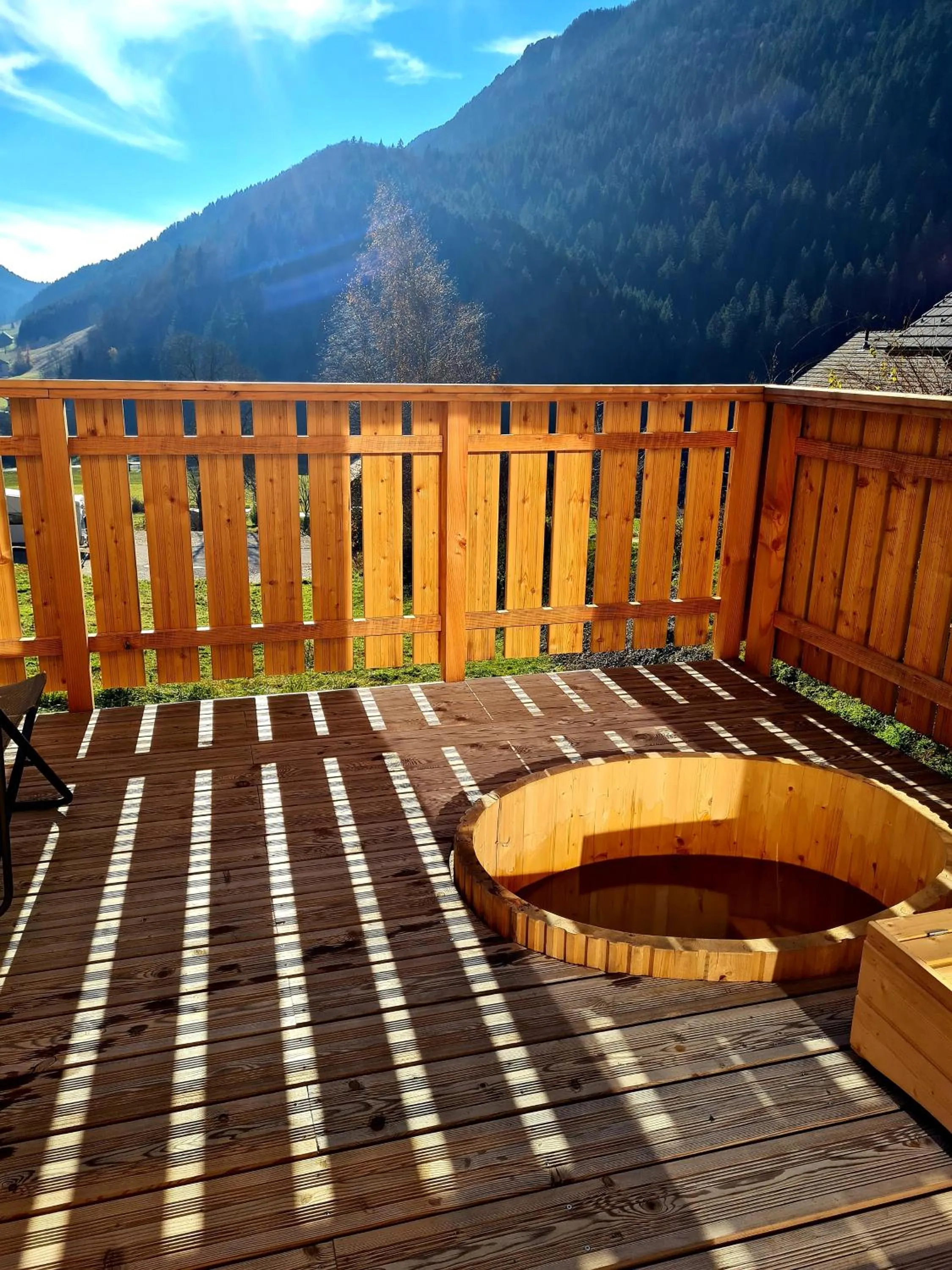 Balcony/Terrace in Le Chalet Du Blanc Spa yoga