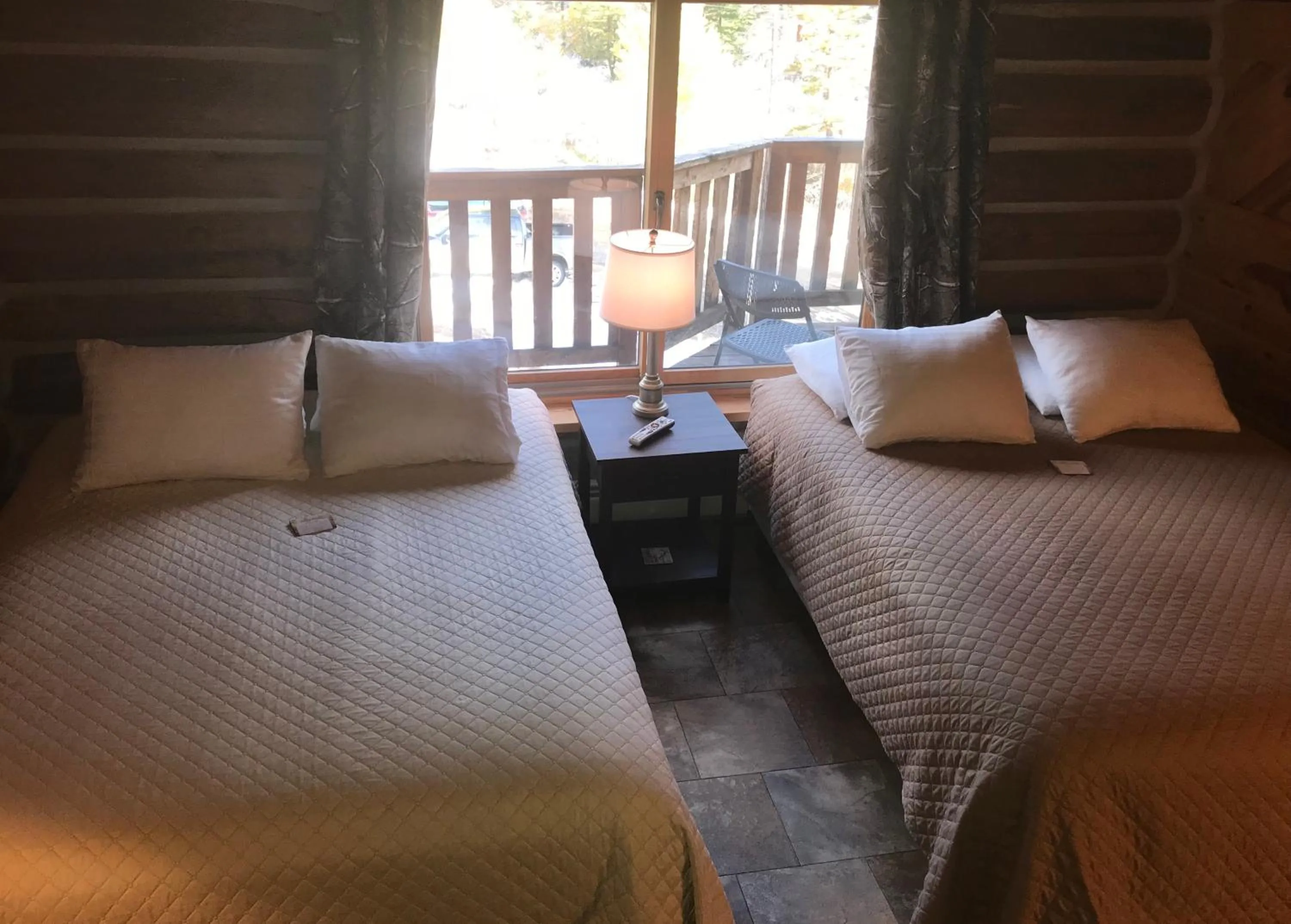 Bed in Judith Mountain Lodge