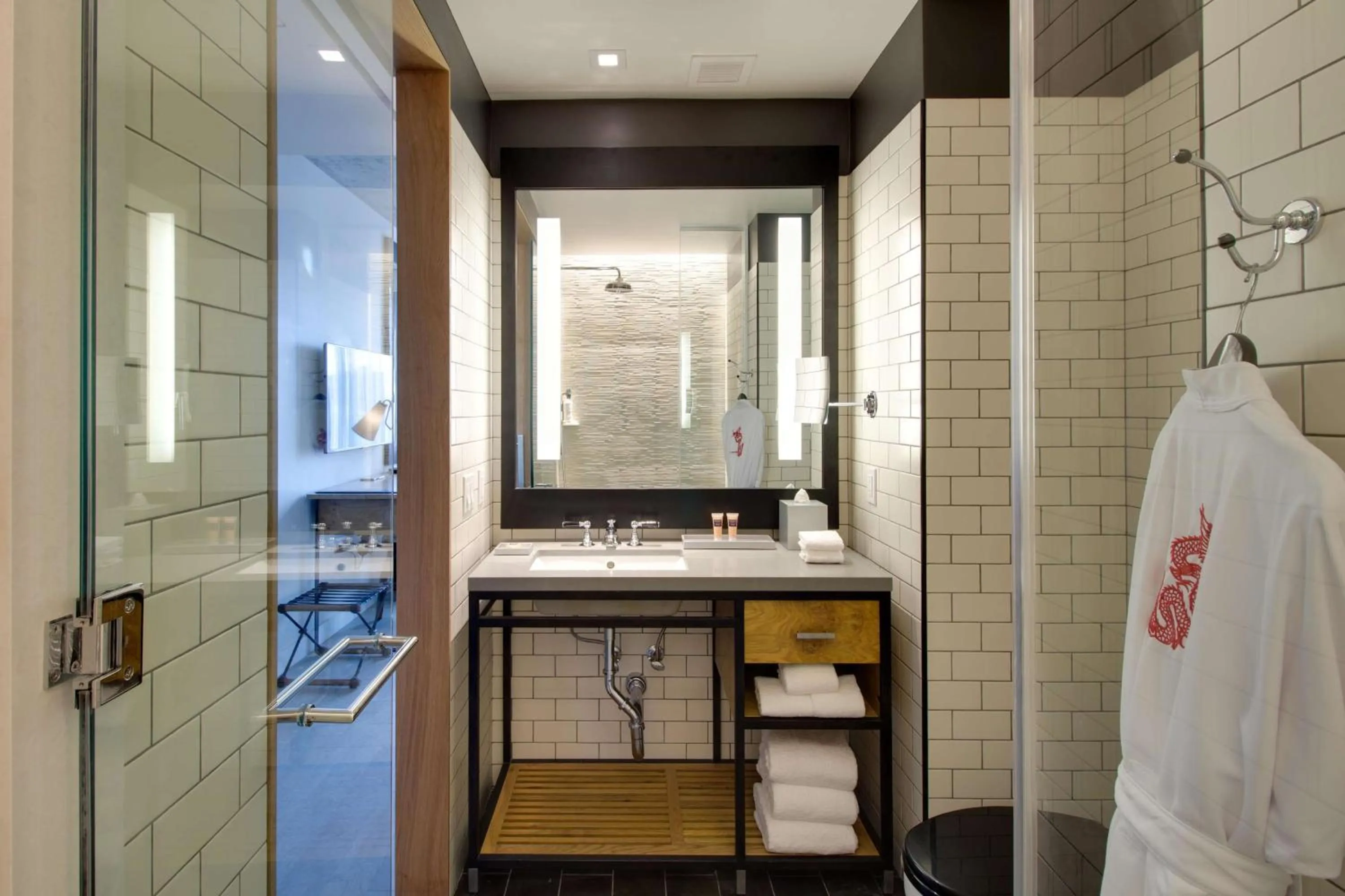 Bathroom in Hotel 50 Bowery, part of JdV by Hyatt