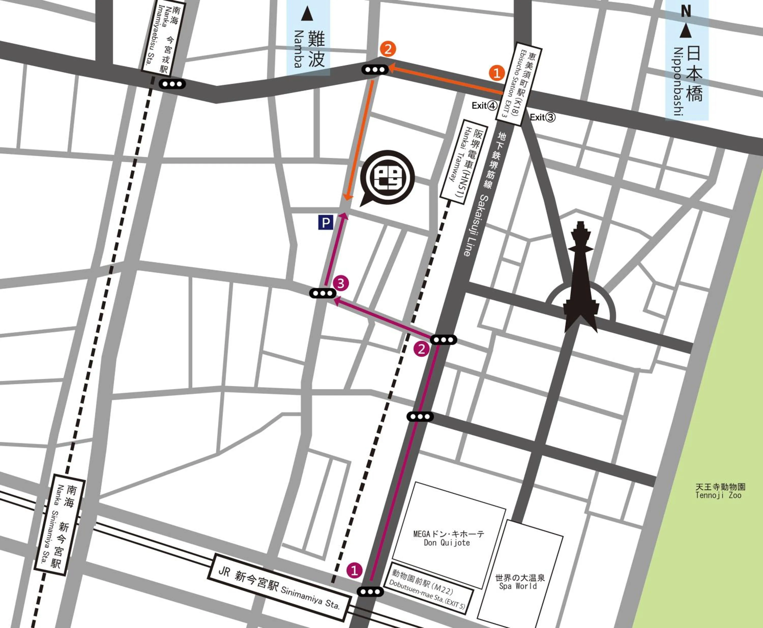 Location in Poly Hostel Osaka