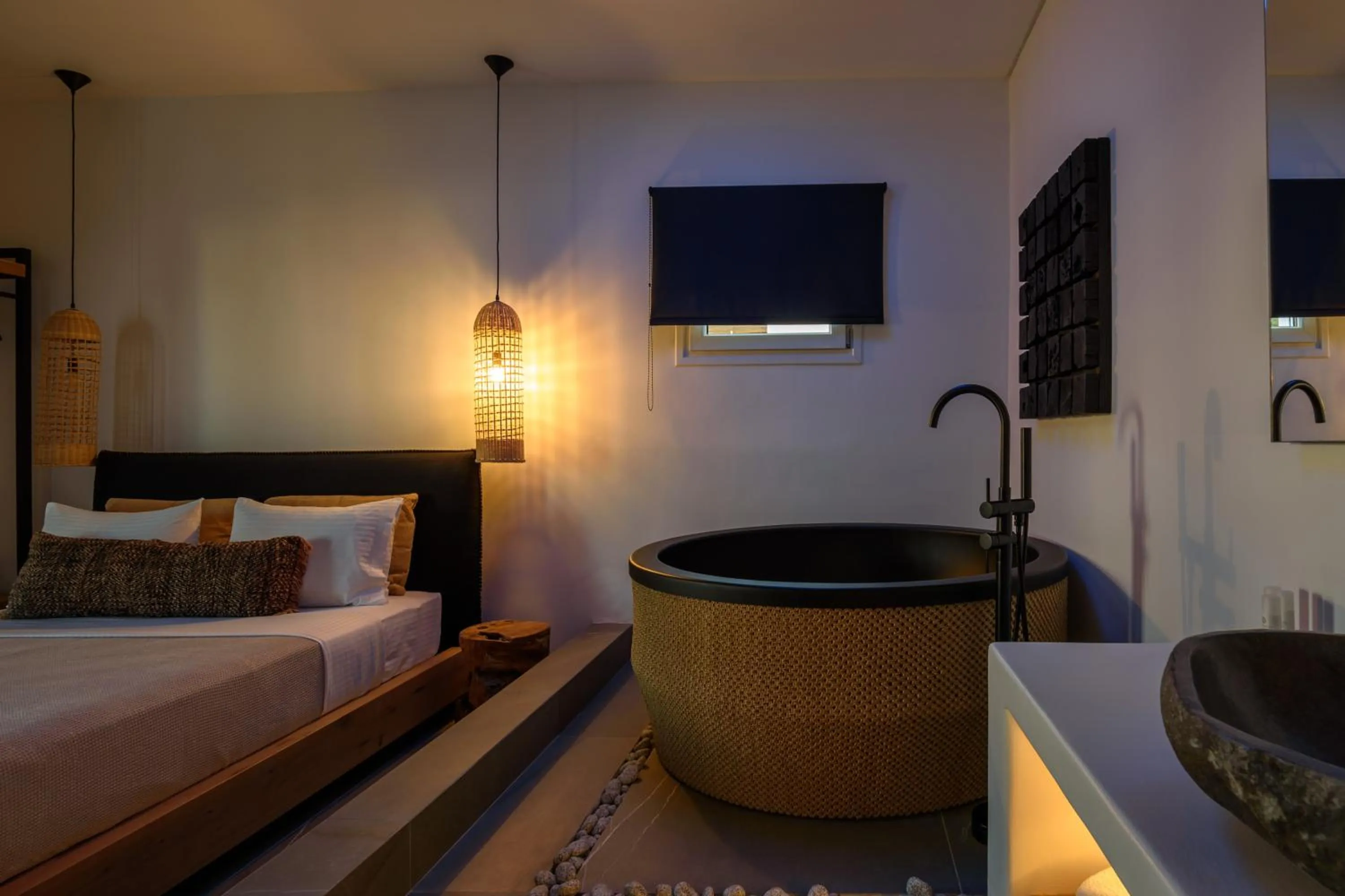 Night, Bed in Olive Mykonos Villas