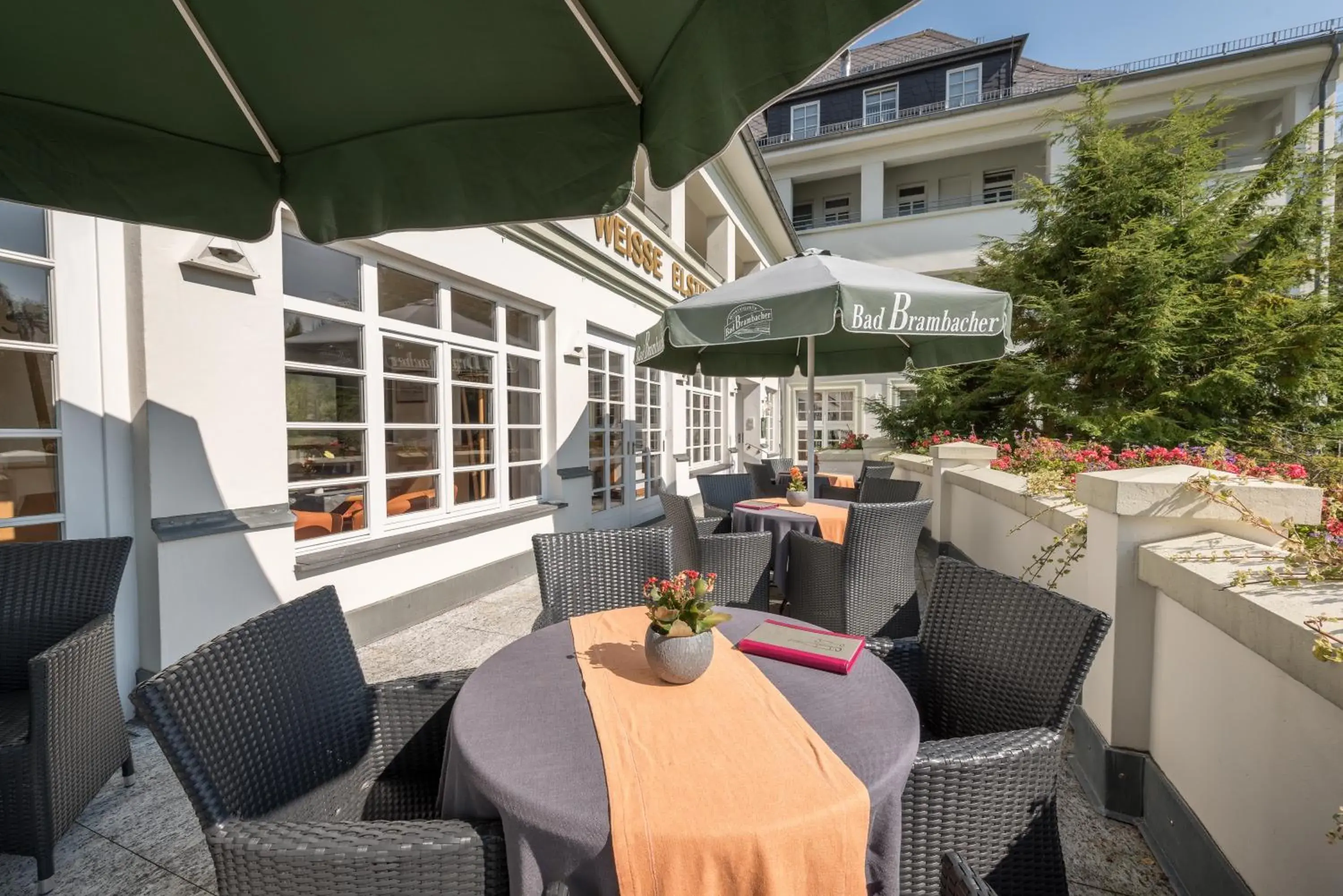 Balcony/Terrace, Restaurant/Places to Eat in Vitalhotel Weisse Elster