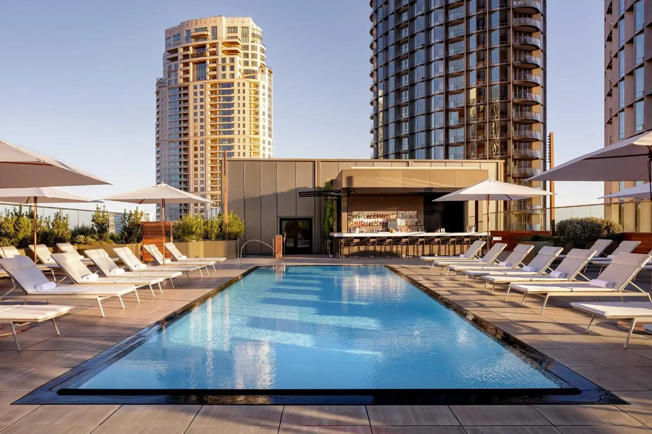 Swimming pool in Fairmont Century Plaza Los Angeles at Beverly Hills Swimming pool in Fairmont Century Plaza Los Angeles at Beverly Hills