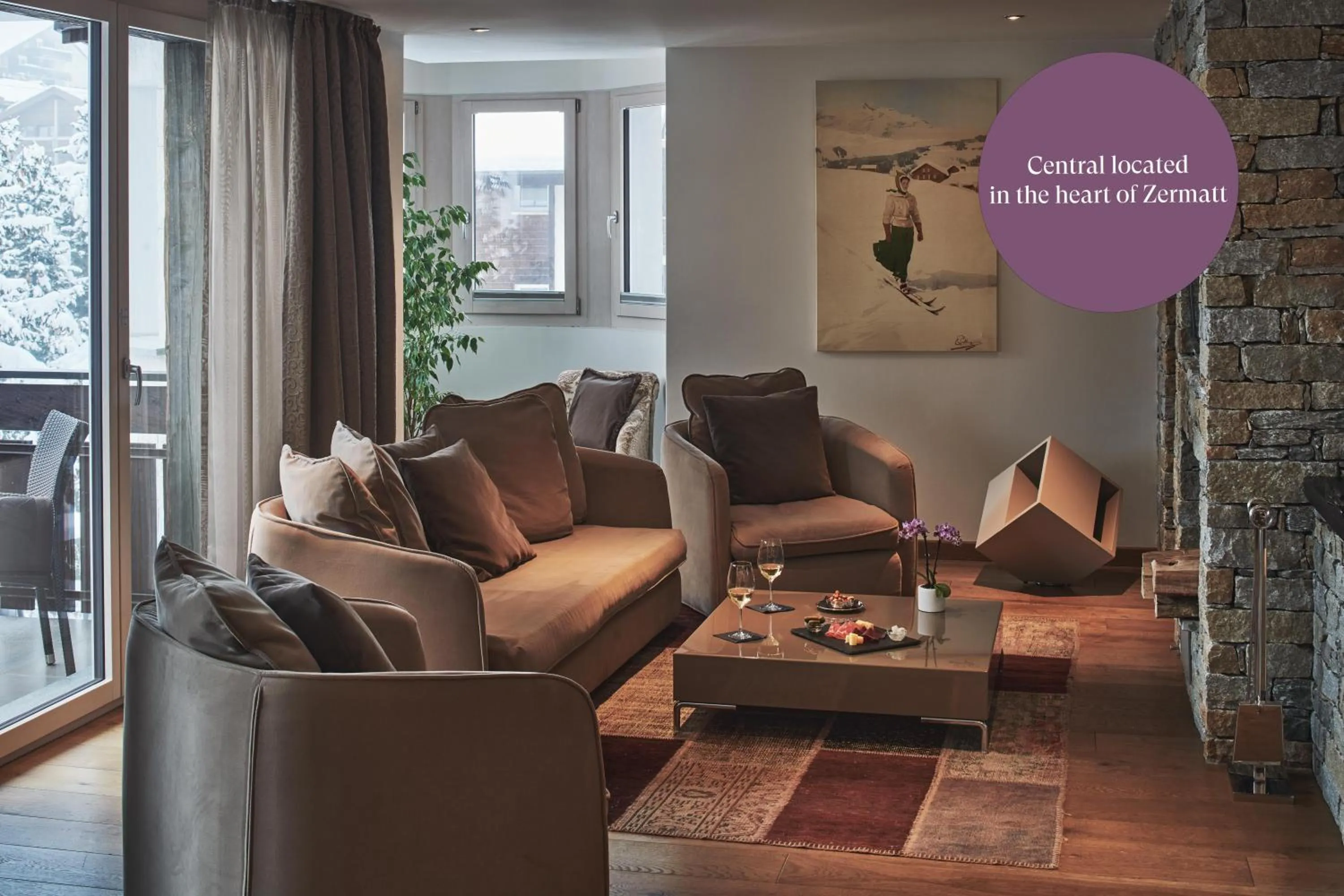 Living room in SchlossHotel Zermatt Active & CBD Spa Hotel