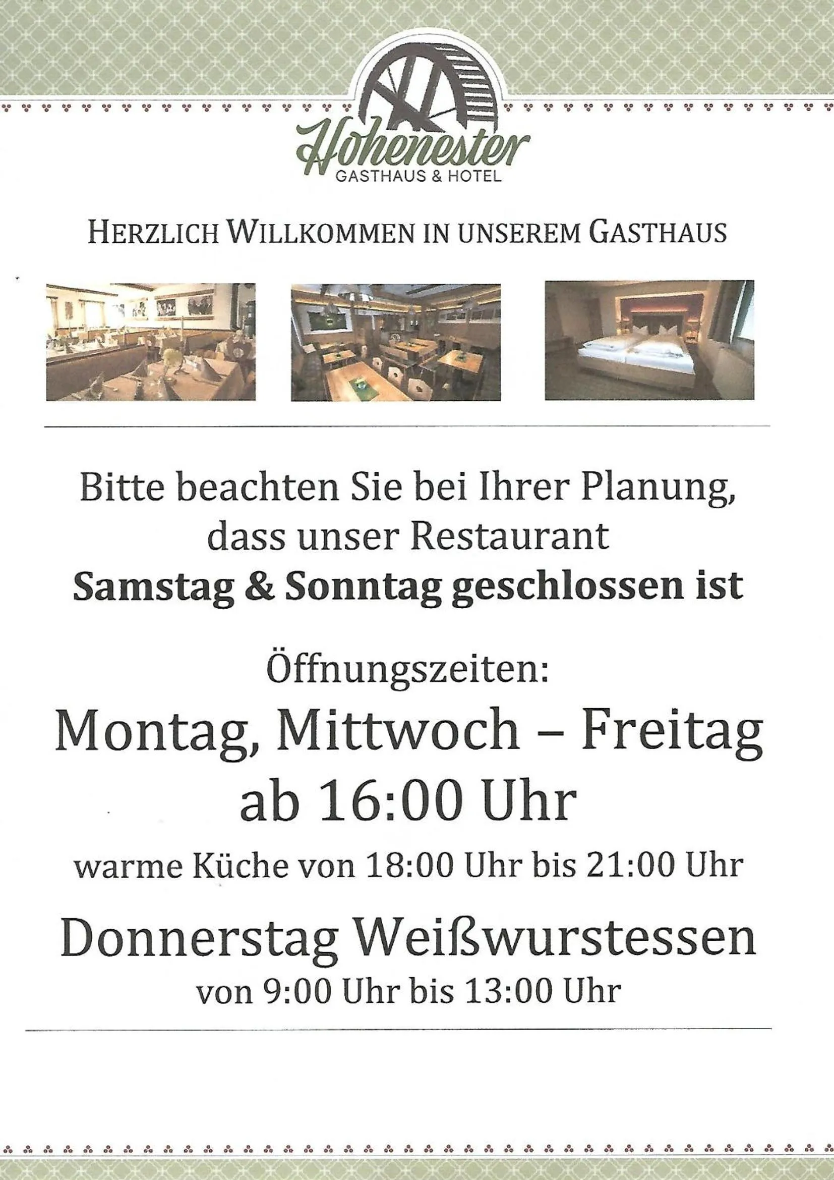 Restaurant/places to eat in Hohenester Gasthaus & Hotel