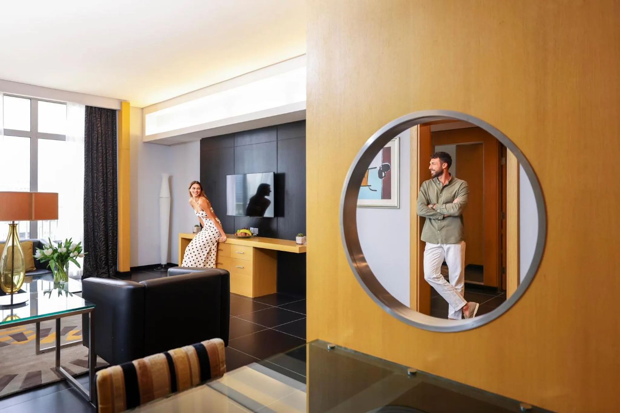 Living room in Hala Arjaan by Rotana, Deluxe Hotel Apartments