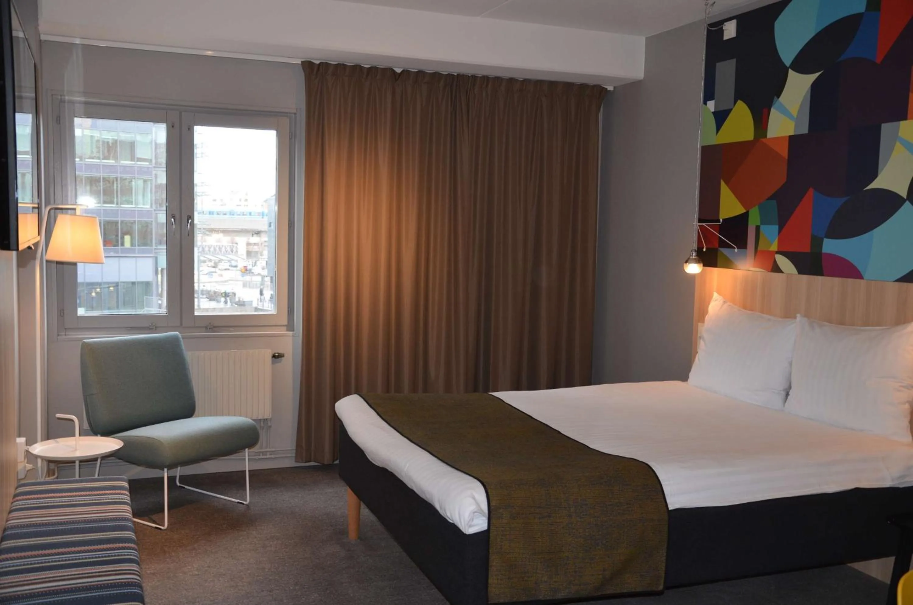 Bedroom, Bed in Scandic Kista