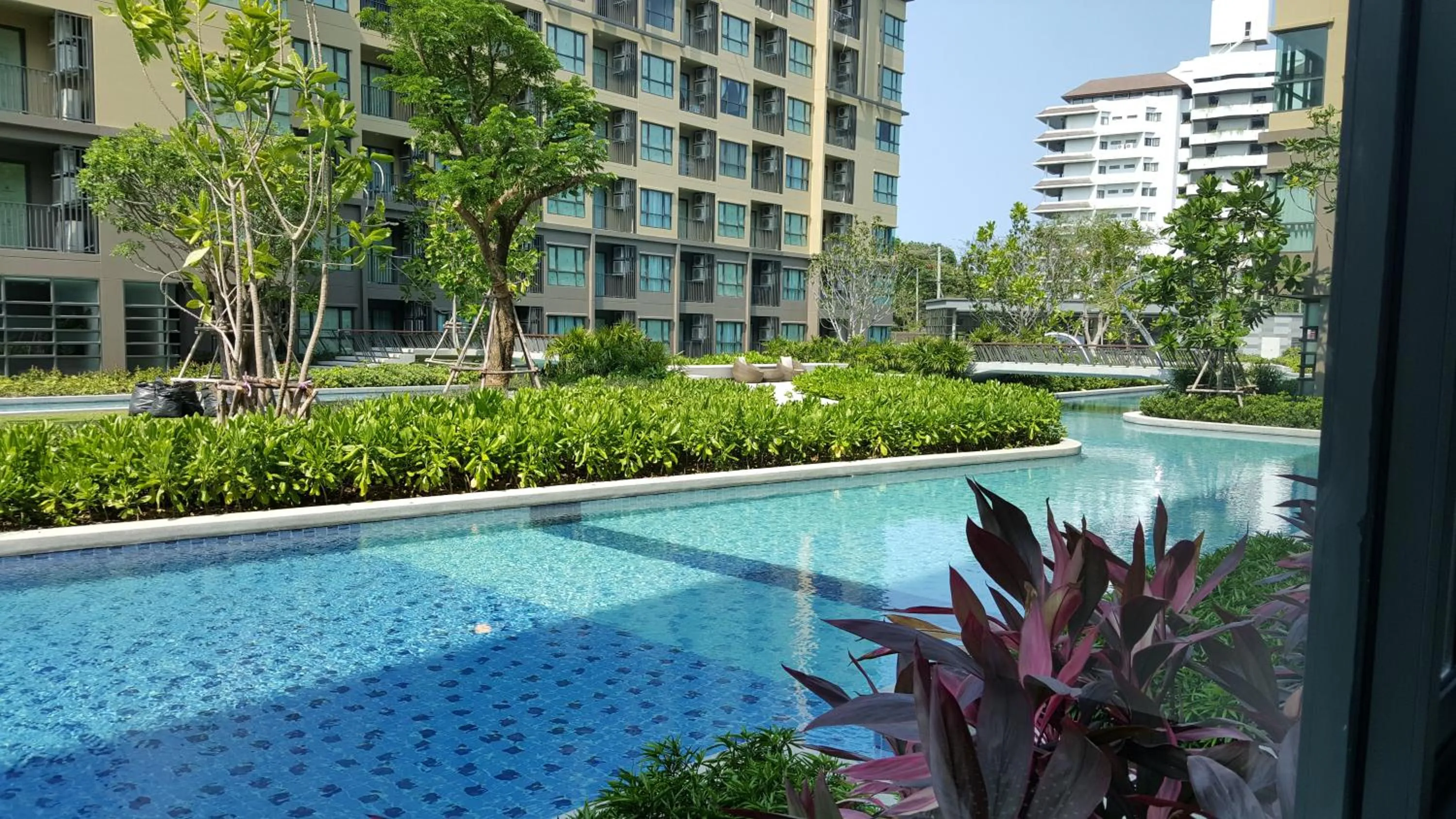 Balcony/Terrace in The Relaxing Room Pool Access at Rain Resort Condominium Cha Am- Hua Hin