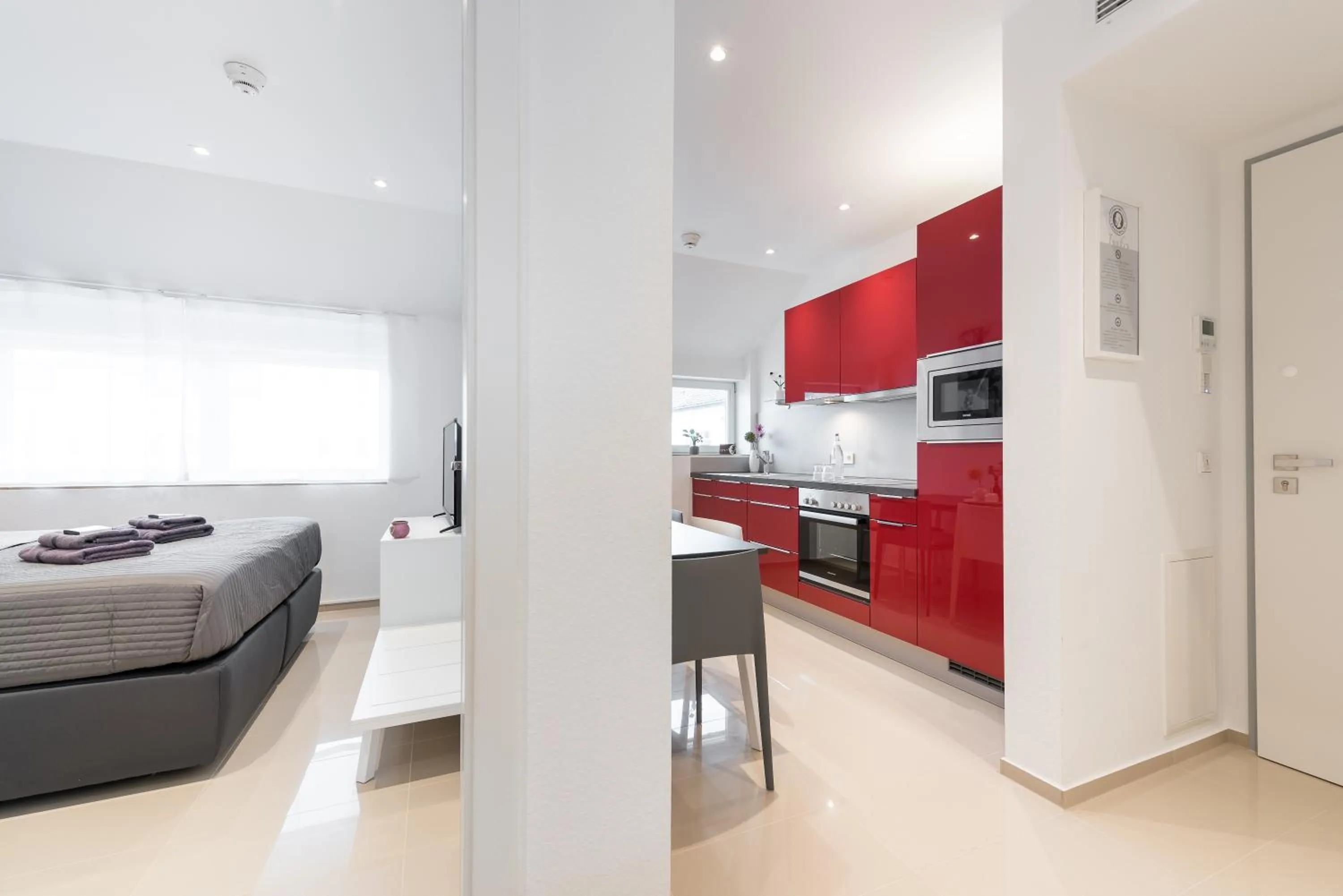 Kitchen or kitchenette, Bed in Friedrich Boutique-Apartments