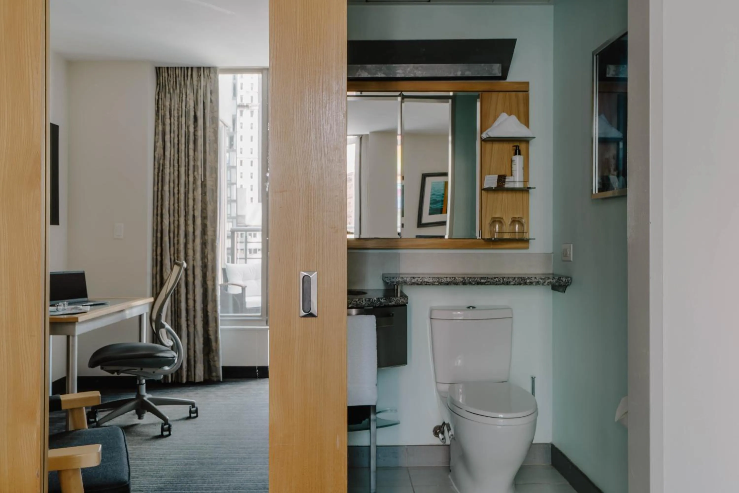 Toilet in Club Quarters Hotel World Trade Center, New York