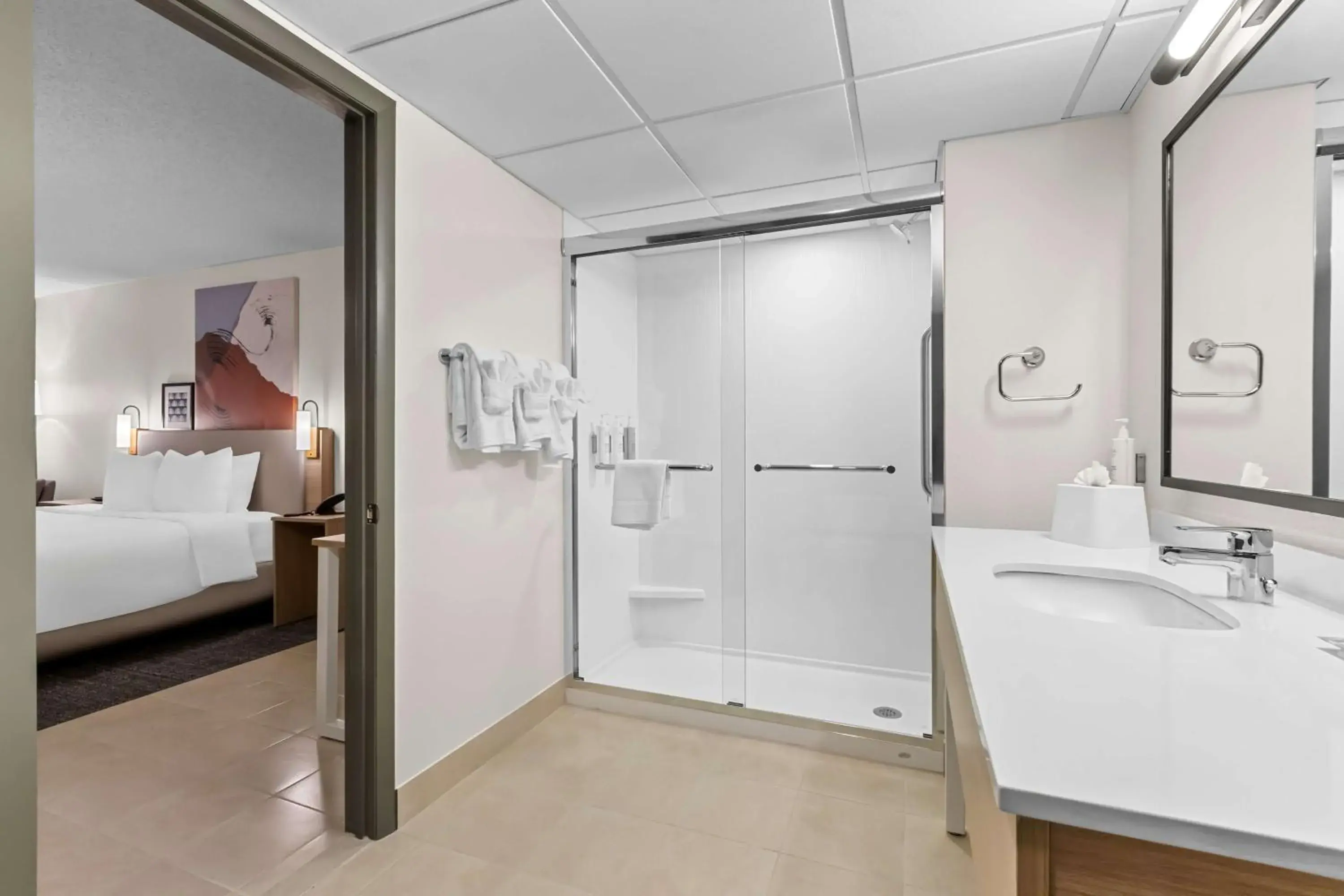 Bathroom, Bed in Spark By Hilton Bensalem Philadelphia Bathroom, Bed in Spark By Hilton Bensalem Philadelphia