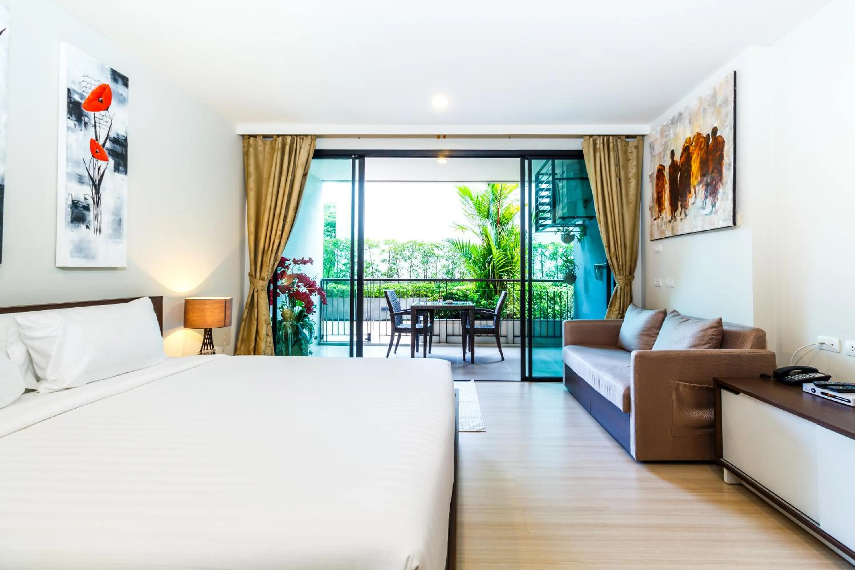 Patio, Bed in Apartments at The Bliss Condo by Lofty