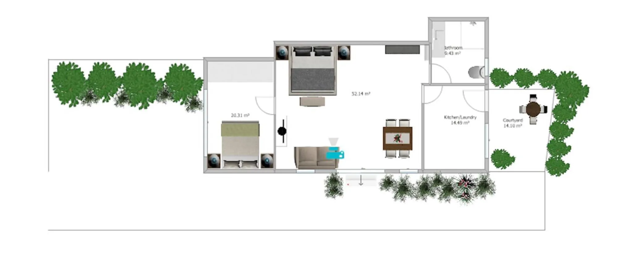 Floor plan in Jacaranda House Garden Suite