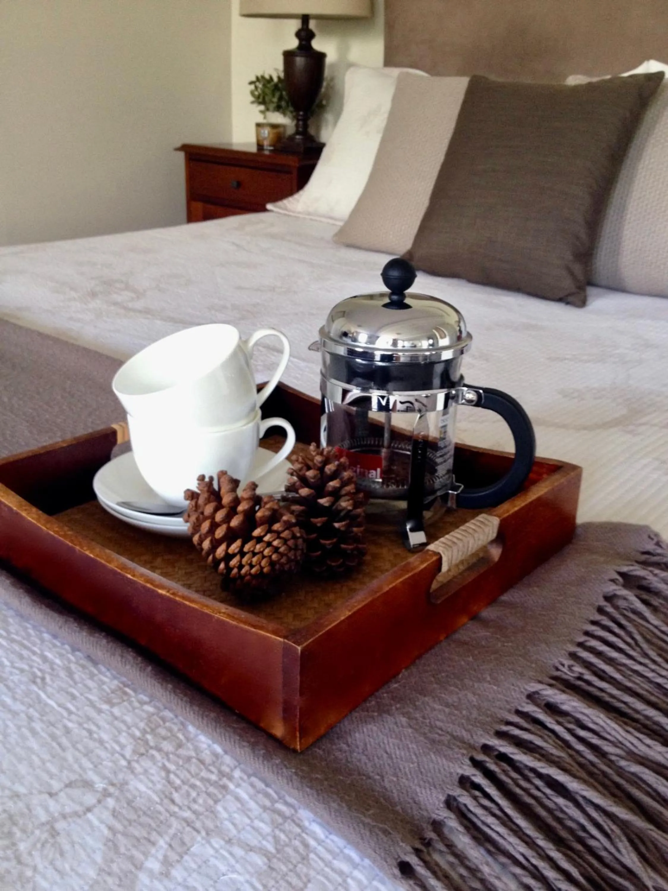Bed in Jacaranda House Garden Suite