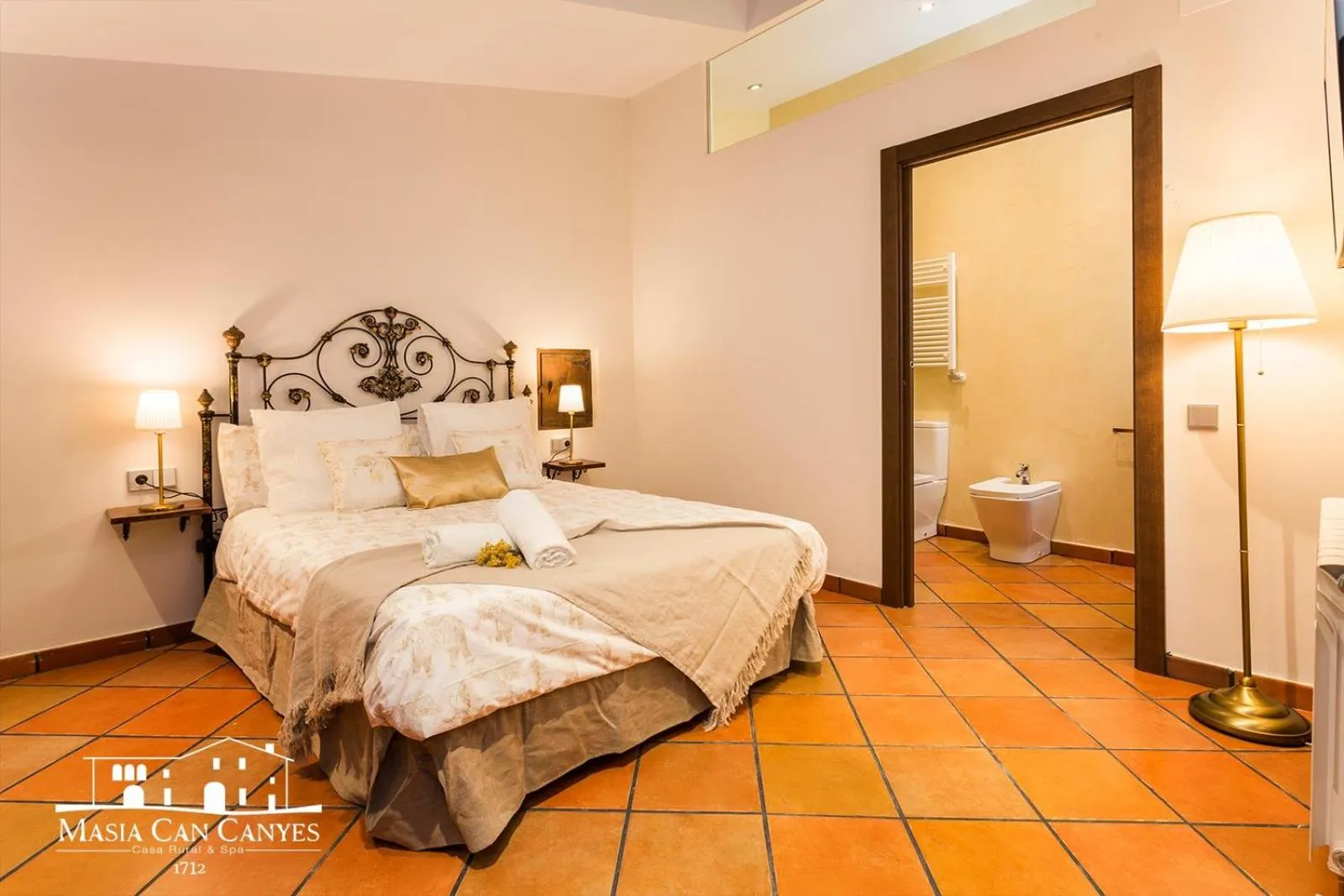 Bedroom, Bed in Masia Can Canyes & Spa