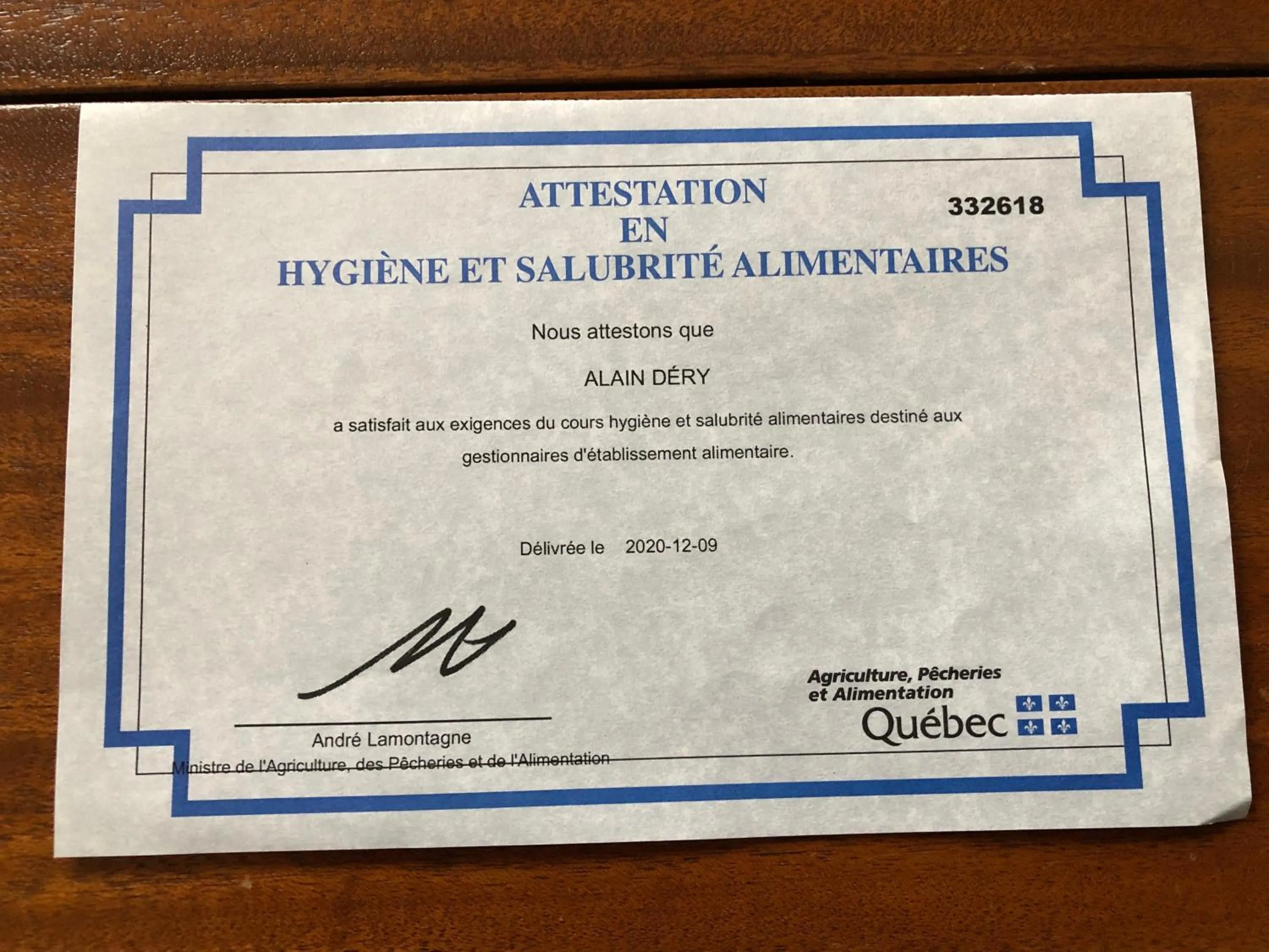 Certificate/Award in La Maison Collins B&B